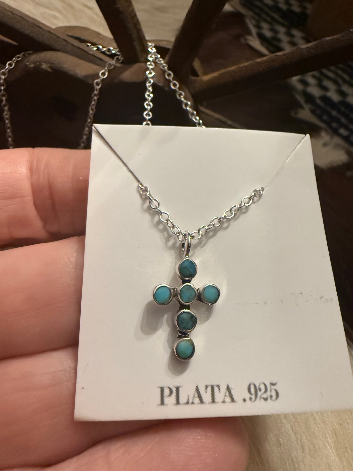 Turquoise Bubble Cross Necklace