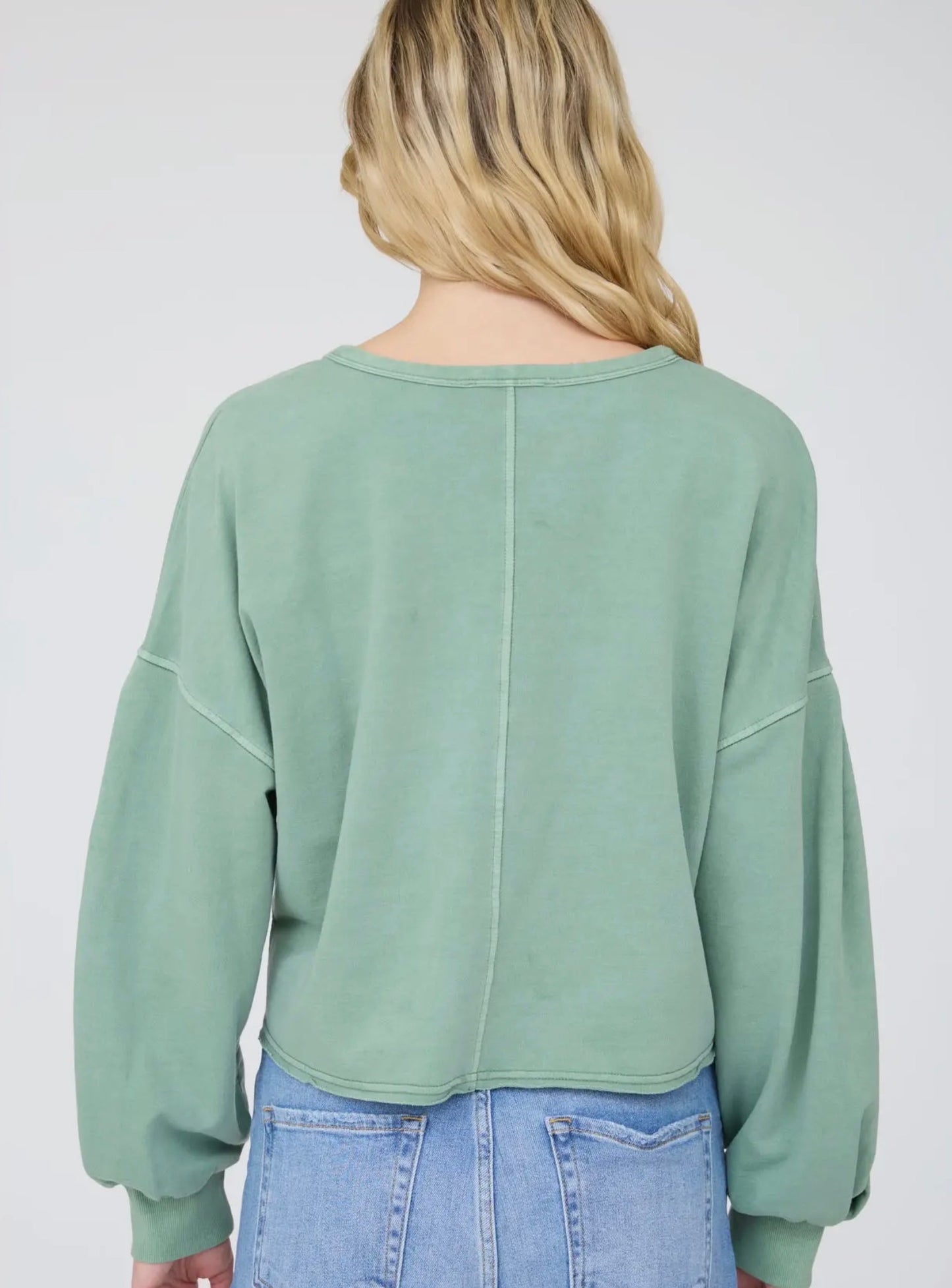 Notch Neck Cropped Long Sleeve