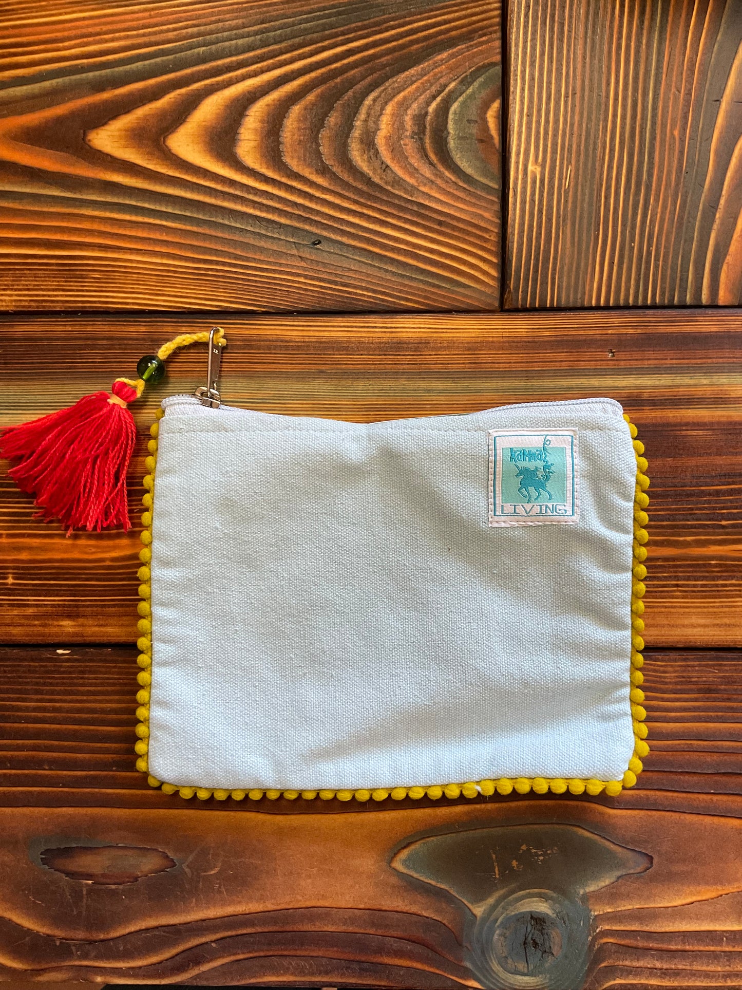 Light Blue Embroidered Cow Pouch