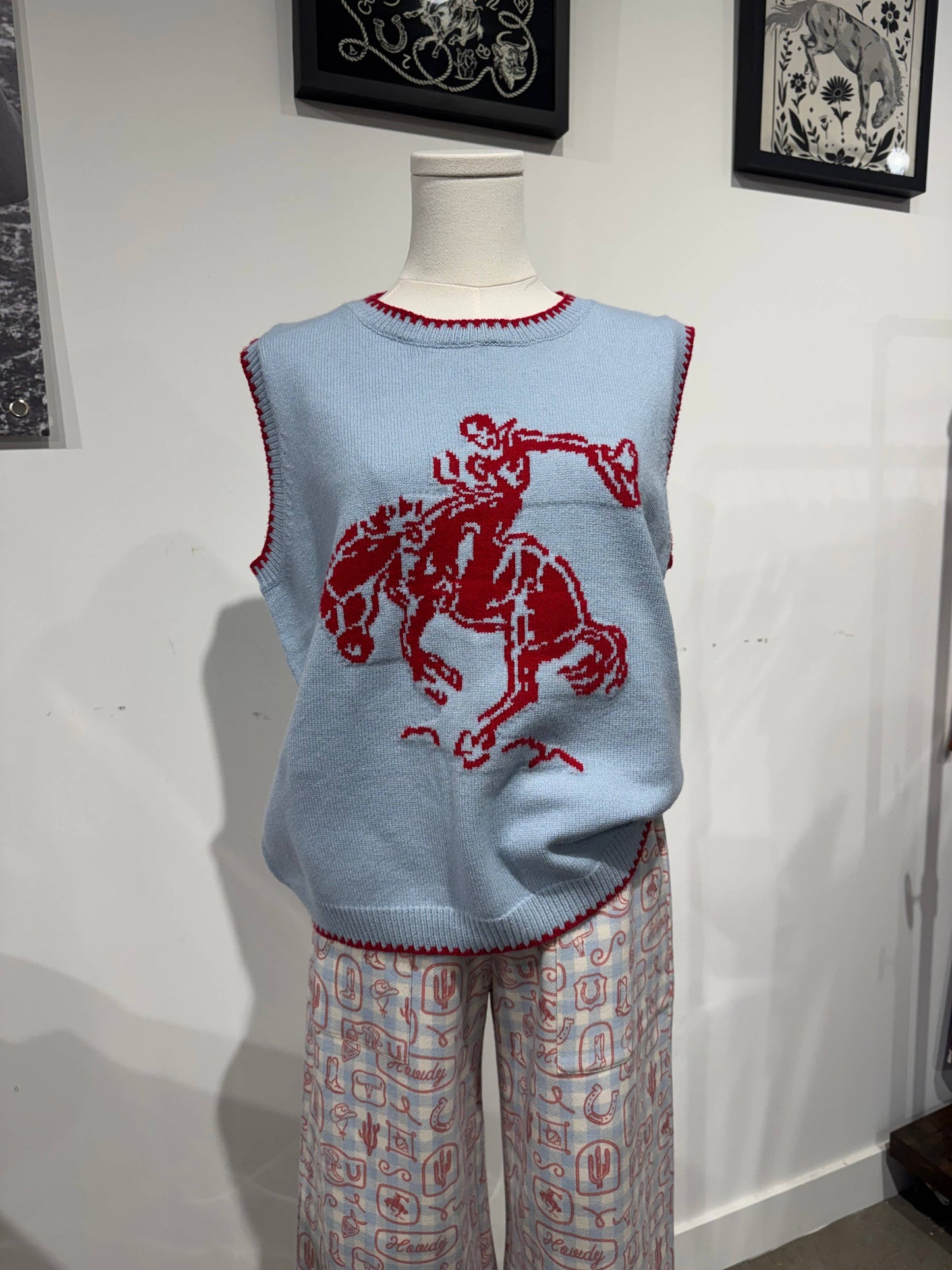Hats off to the Cowboy Bronc Rider Sweater Vest