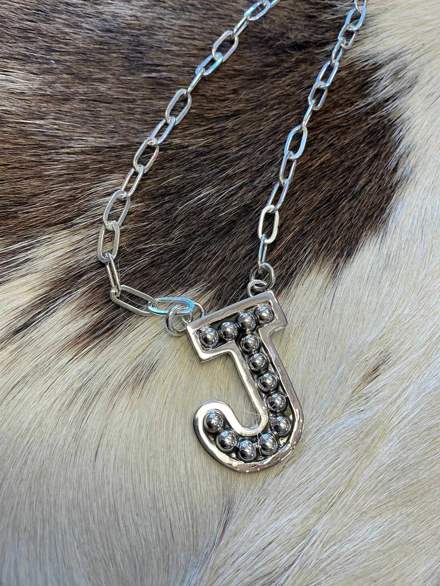 Small Oxidized Sterling Initial Necklace