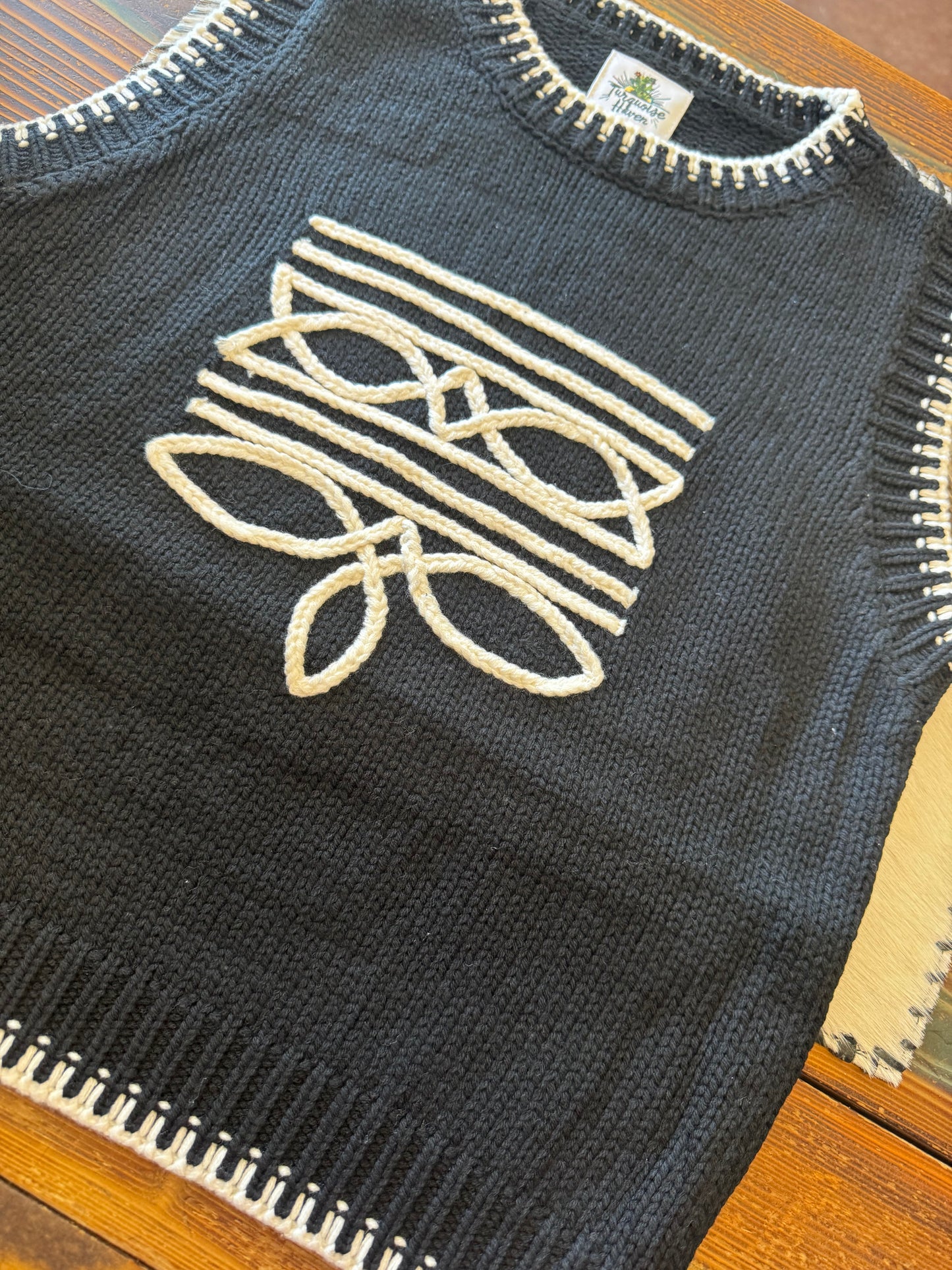 Black Boot Stitch Sweater Vest