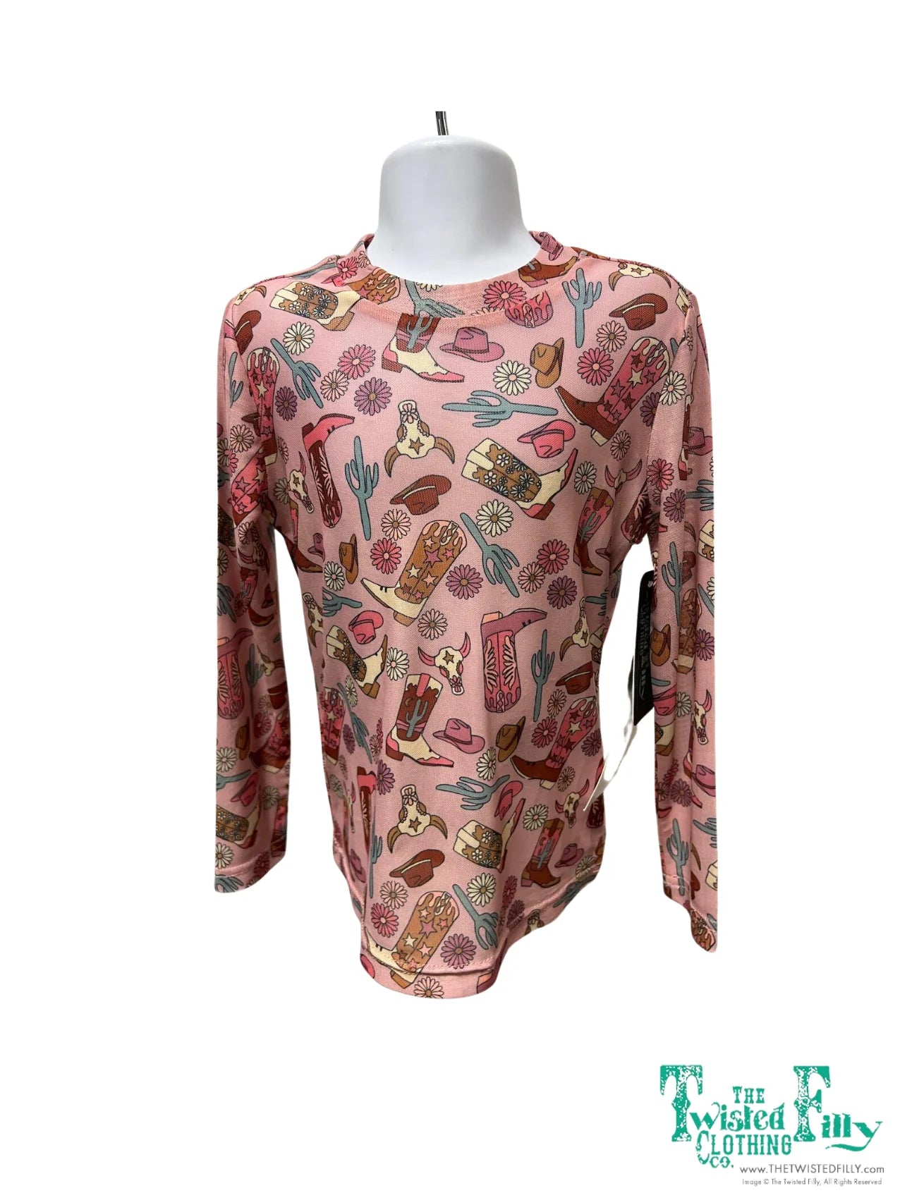 Youth LS Mesh Top - Pink Boot