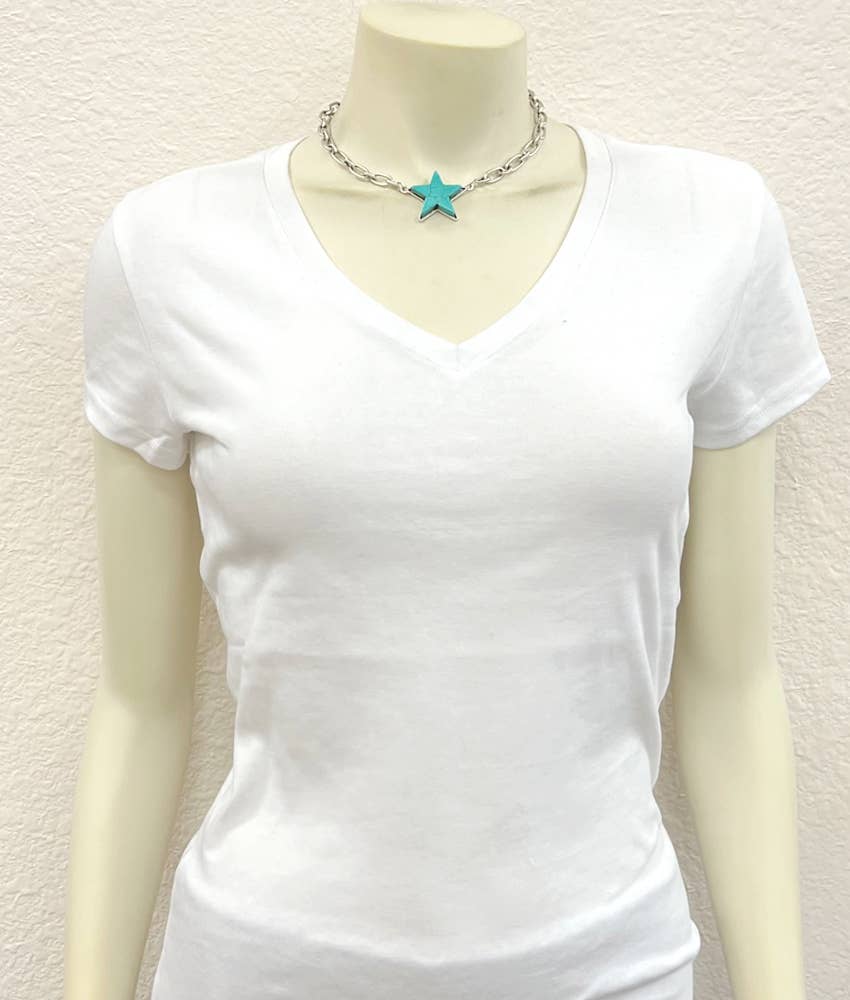Western Star Turquoise Chain Necklace