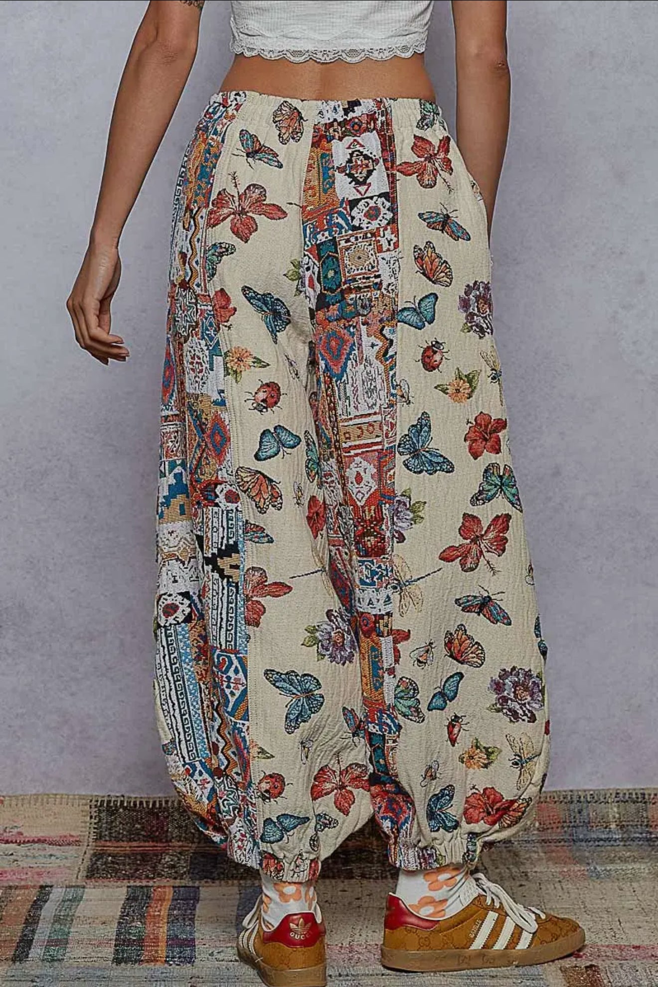 Butterfly Jacquard Contrast Color Pants