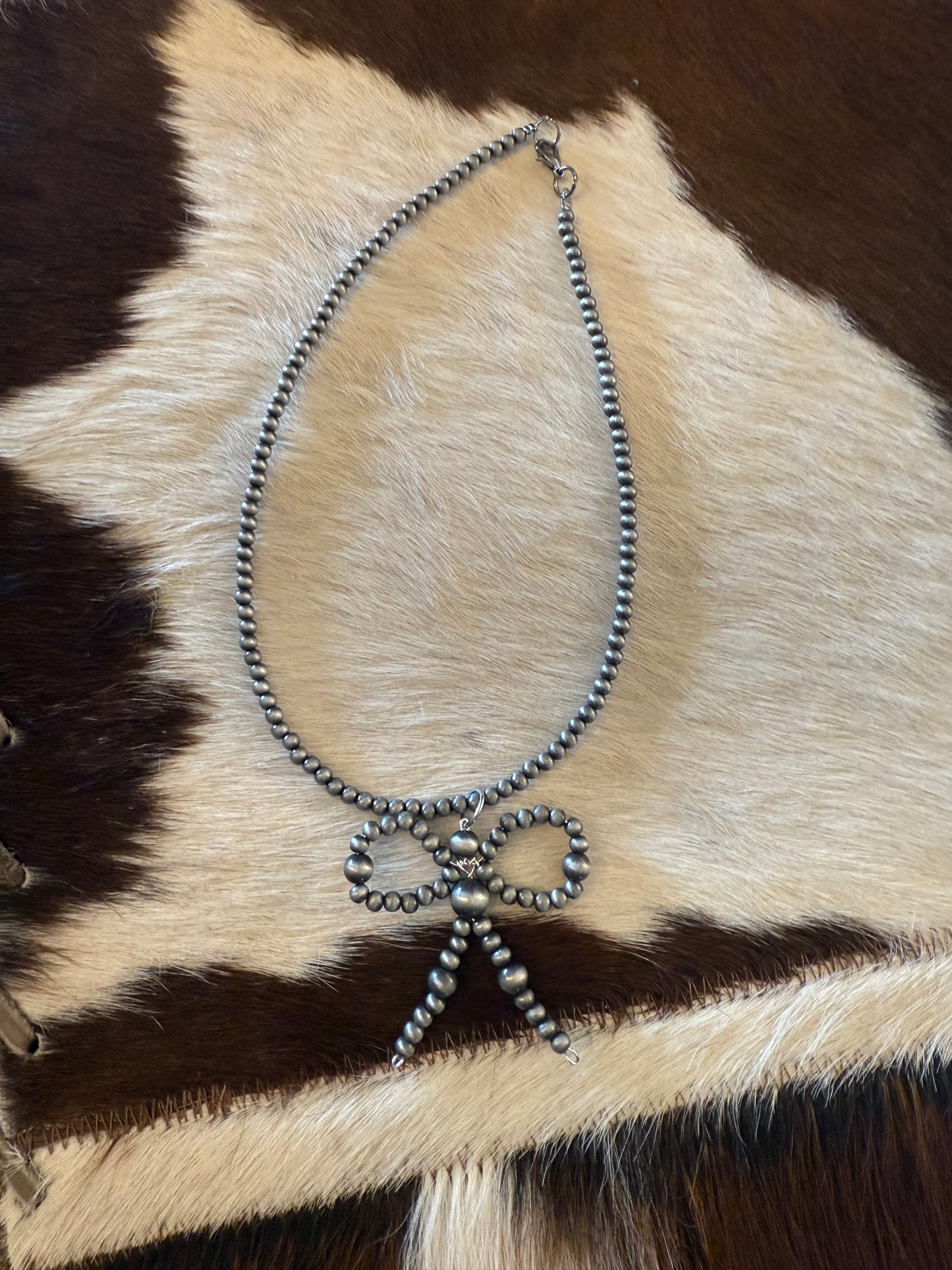 Silver Bell Bow Necklace