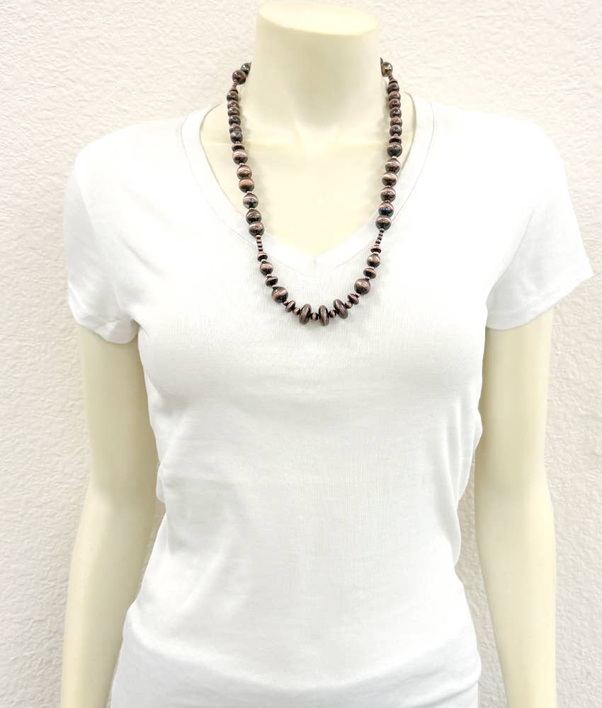 24" Copper Western Bead Necklace