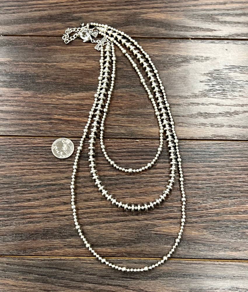 Bridge Handmade Silver Navajo Bead Necklace