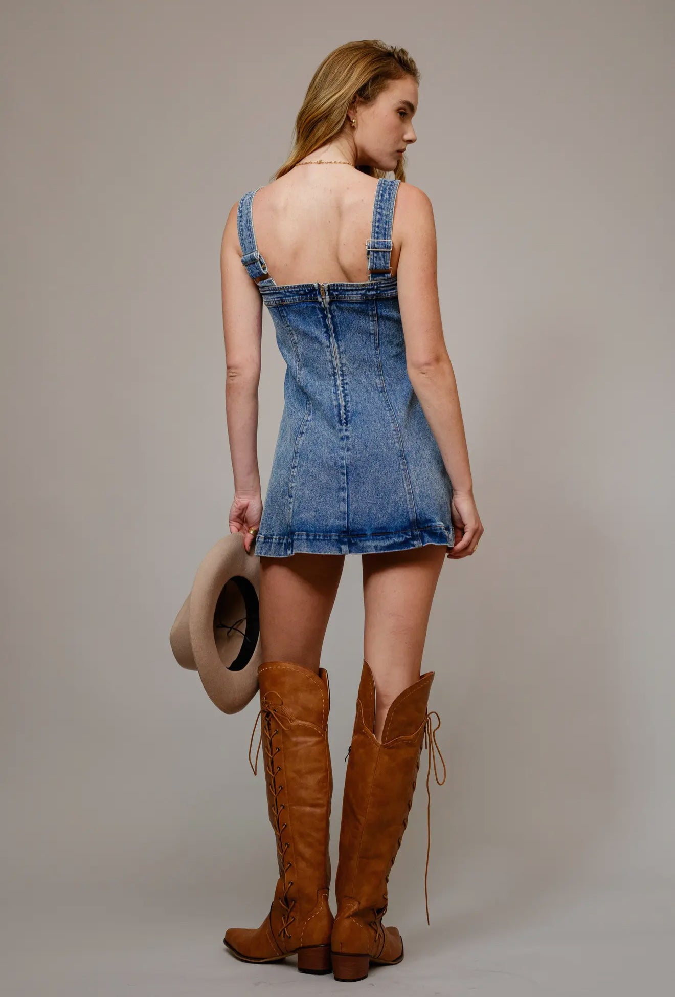 Studded Western Buckle Denim Dress