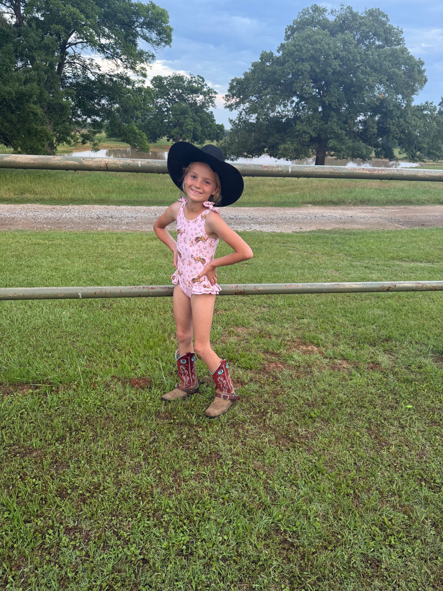 Pink Floral Bucking Horse Swimsuit
