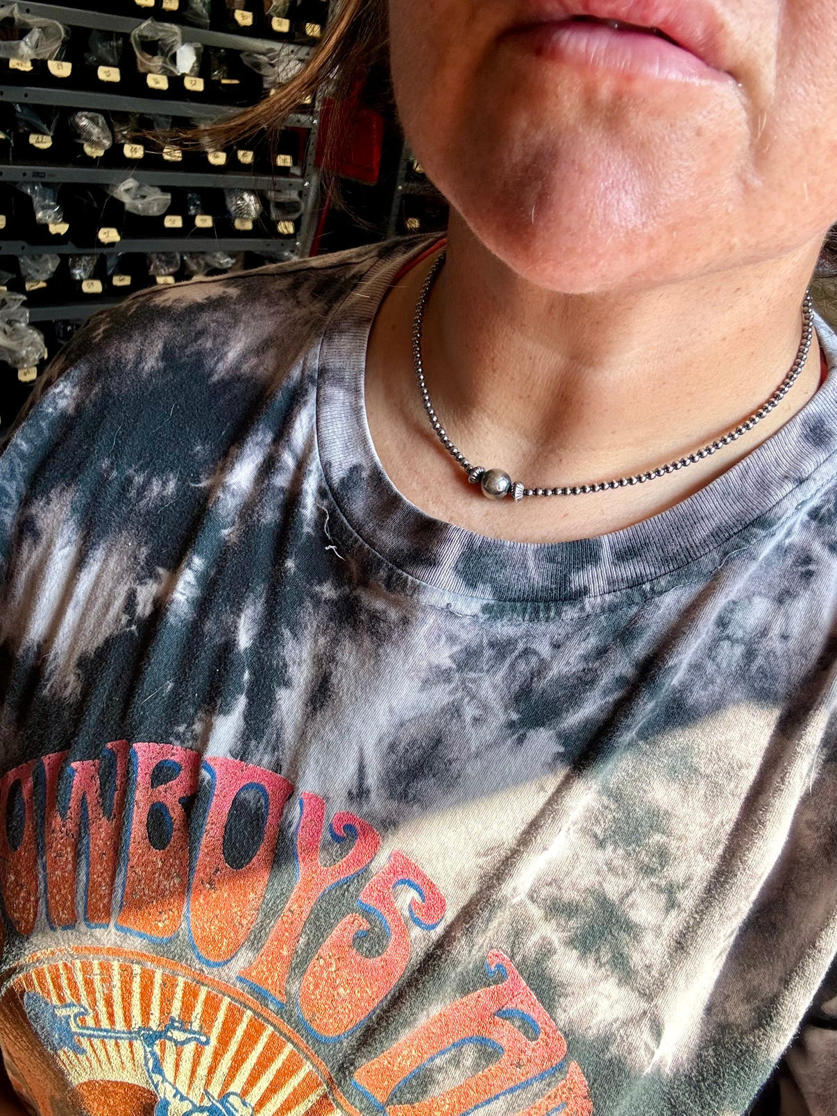 14 inch 3 mm sterling silver pearls choker - 10 mm
middle