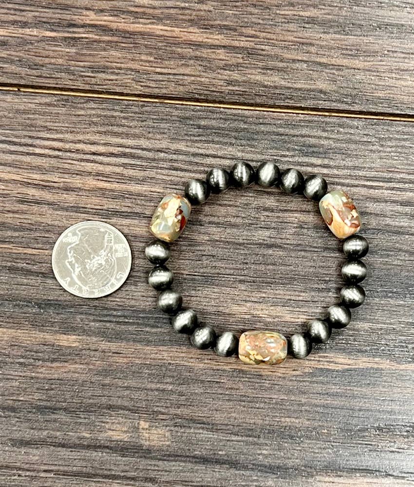 711608, Handmade Navajo Gemstone Stretch Bracelet