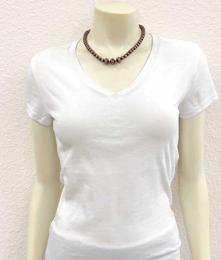 739634, Handmade 16" Rondelle Copper Navajo Bead Necklace