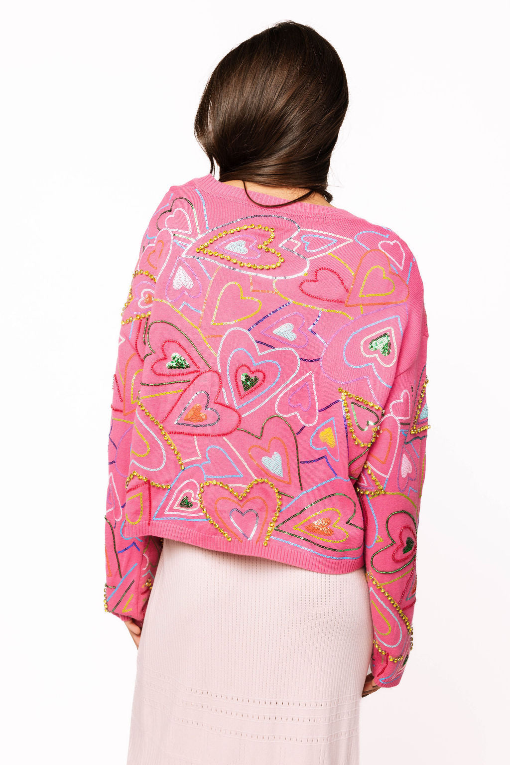 Queen Of Sparkles Hot Pink Multi Groovy Heart Tie Up
Sweater