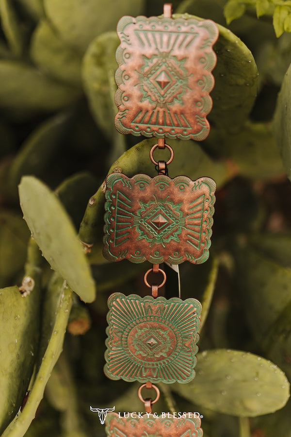 VINTAGE BRONZE SQUARE CONCHO WITH CHAIN BELT