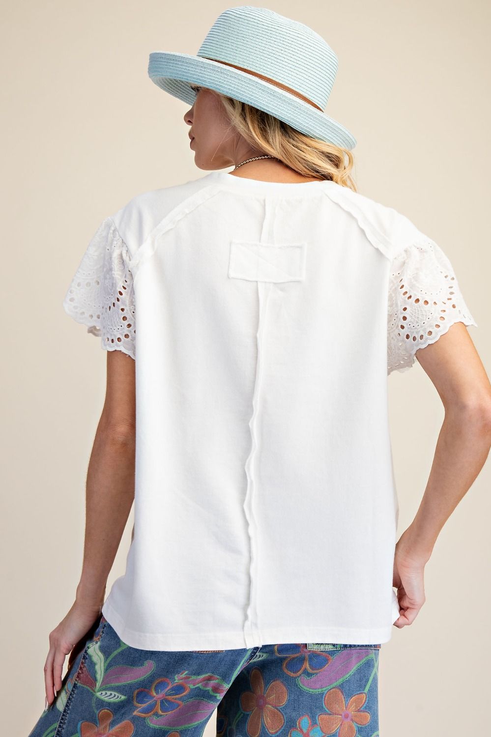 CROCHET PATCH FRONT WASHED TERRY TOP