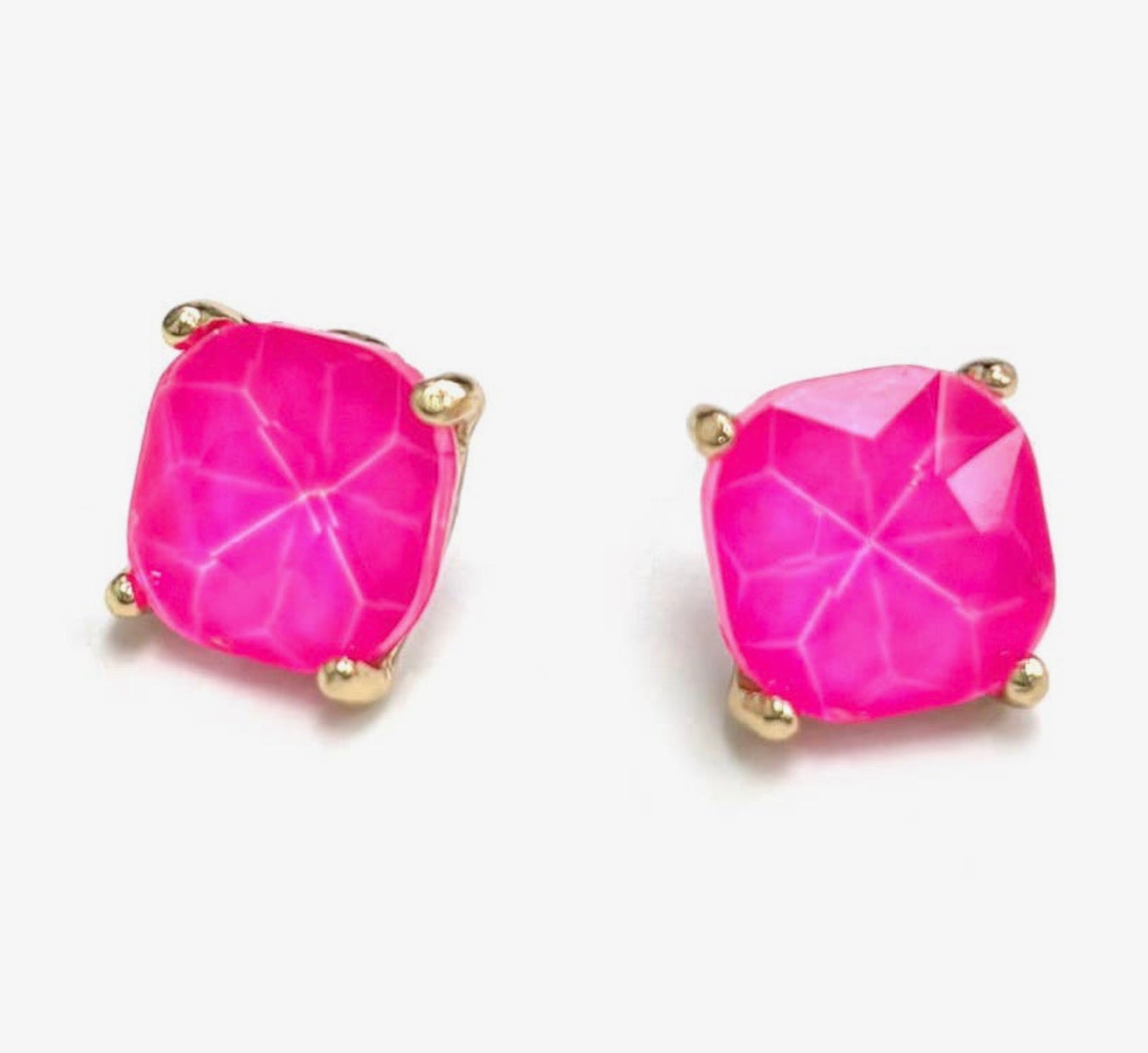 Hot Pink 1.5" Squared Glass Crystal
Stud Earring