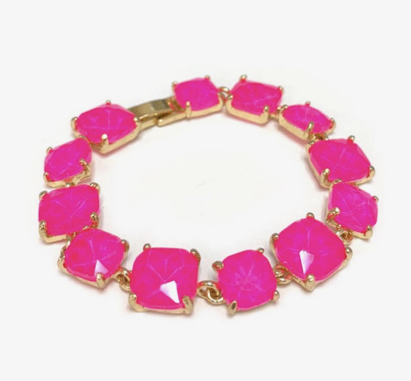 Hot Pink Glass Crystal 7.5" Bracelet