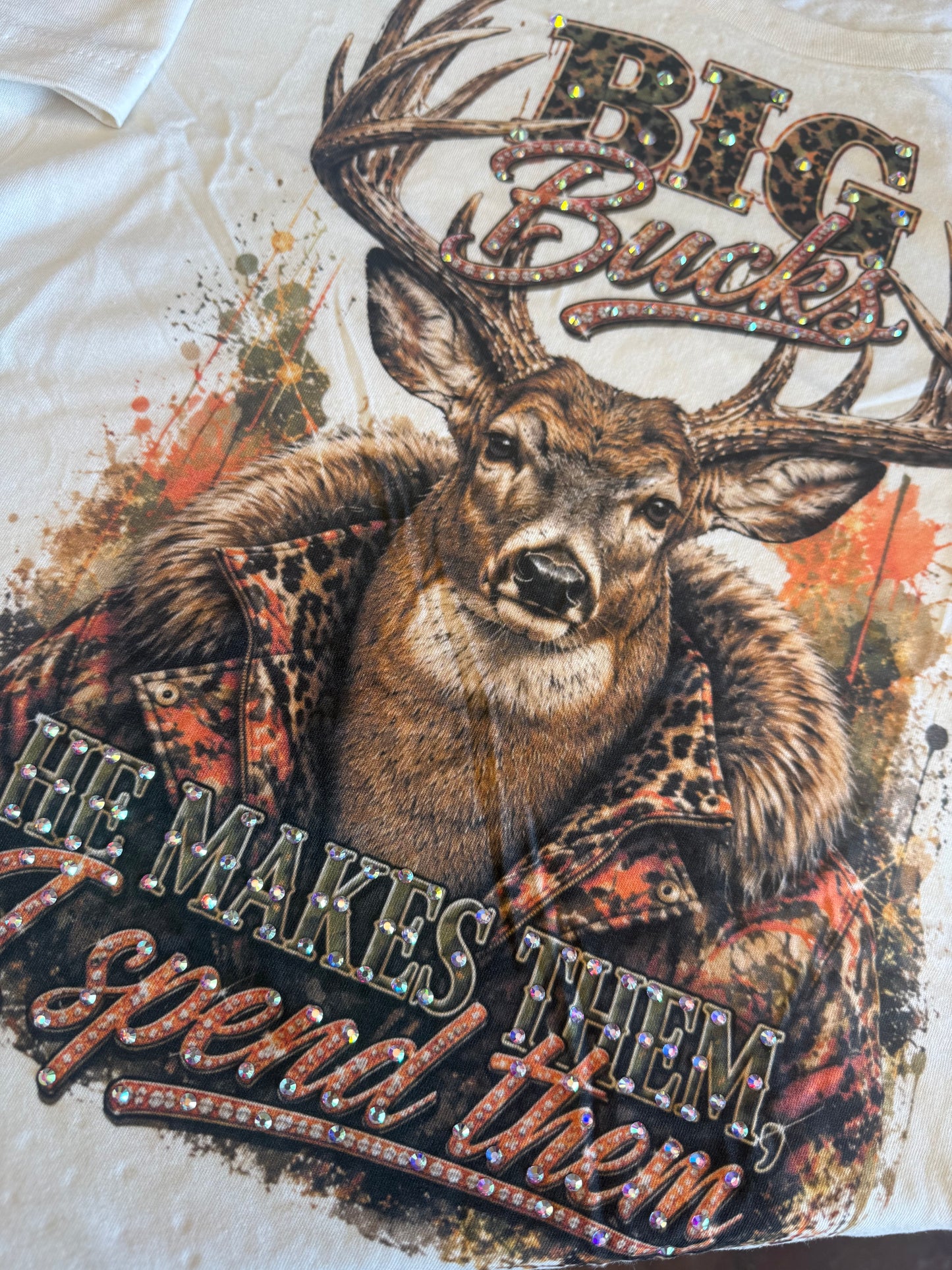 Big Buck Spender T-Shirt On Natural
W/Crystals