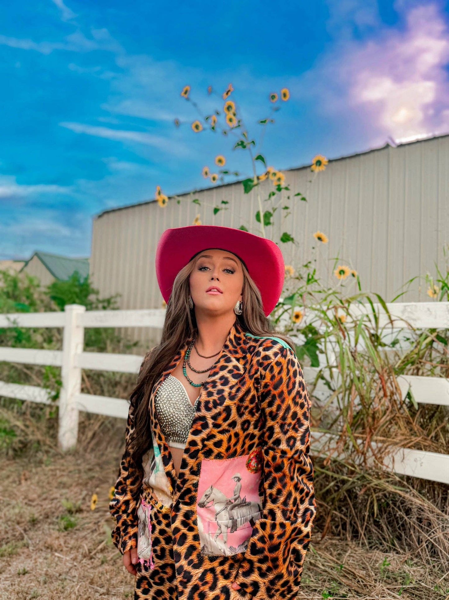 Retro Pop Western Wild West Leopard Blazer