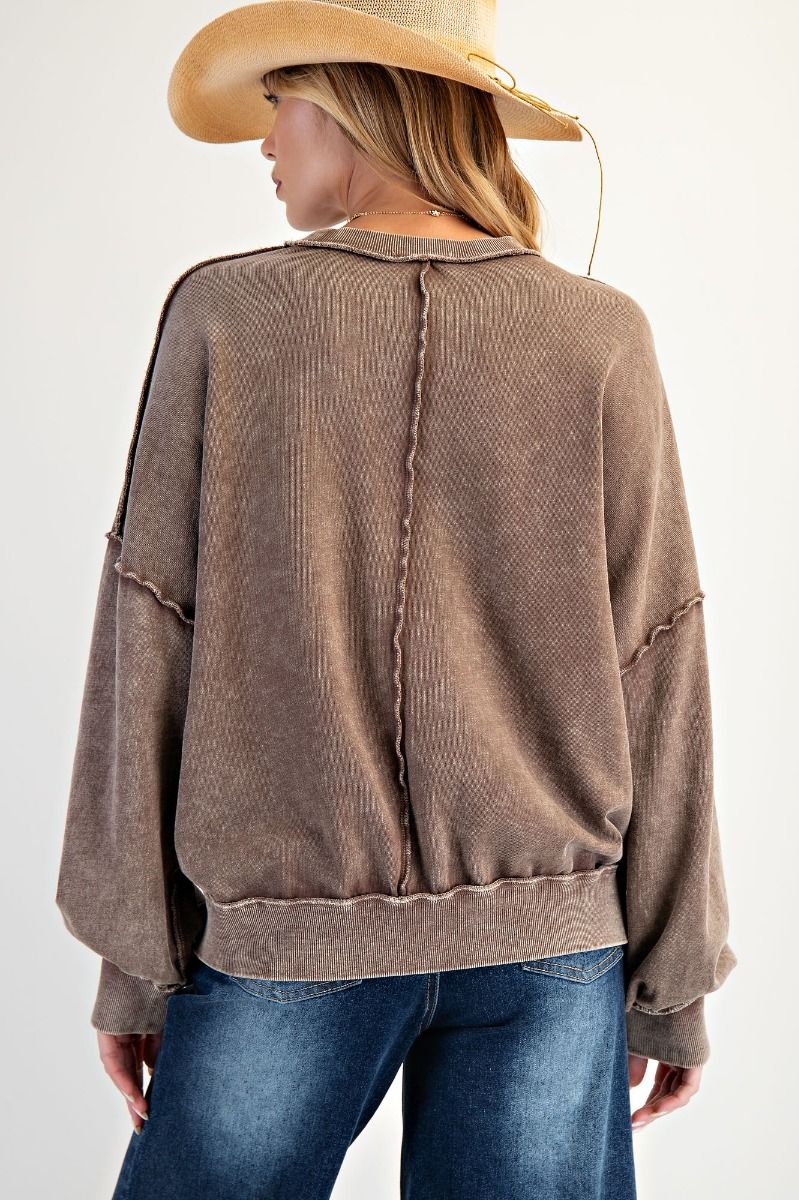 Cut Out Mineral Washed Pull Over