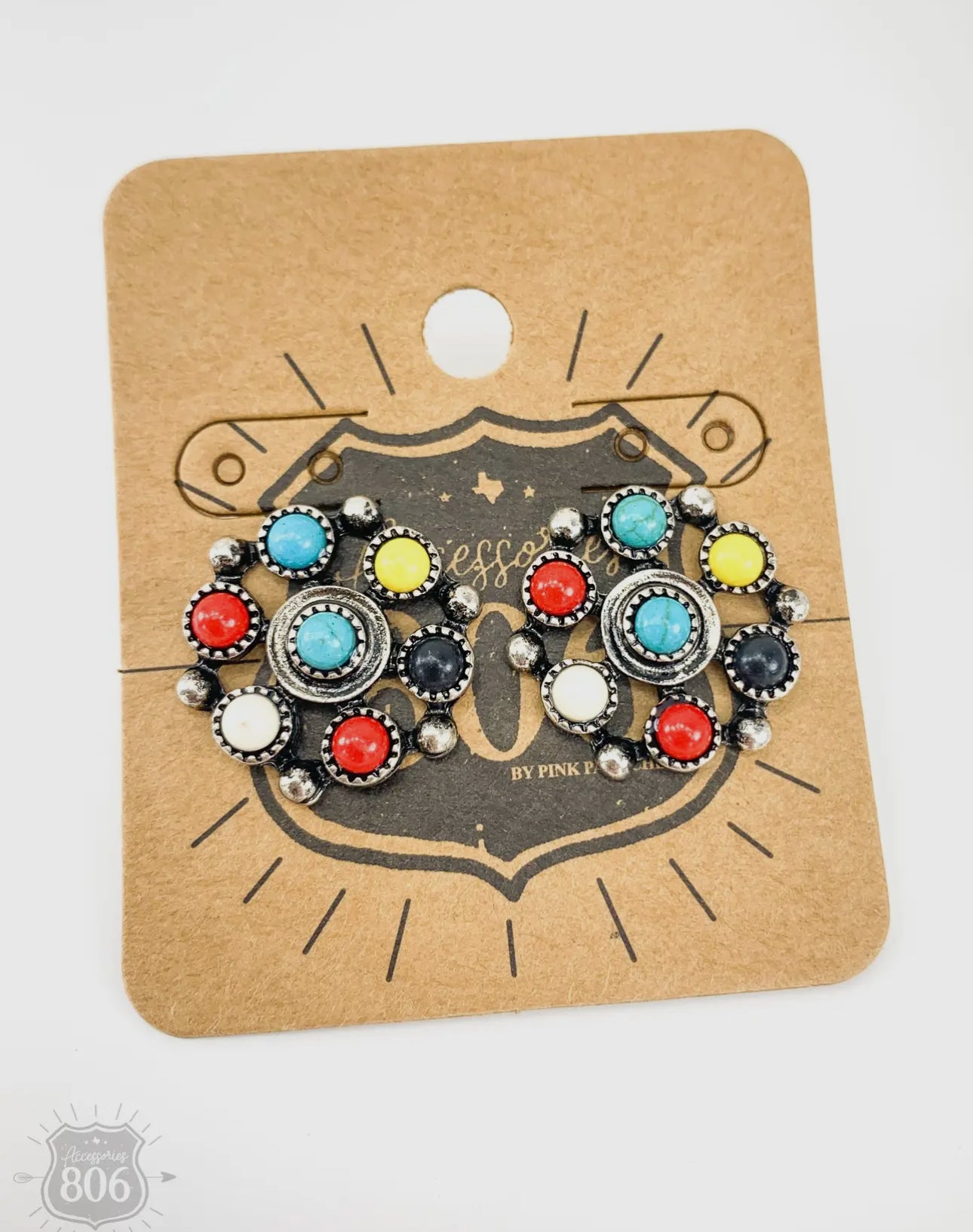 Multi-Color Stone Post Earrings