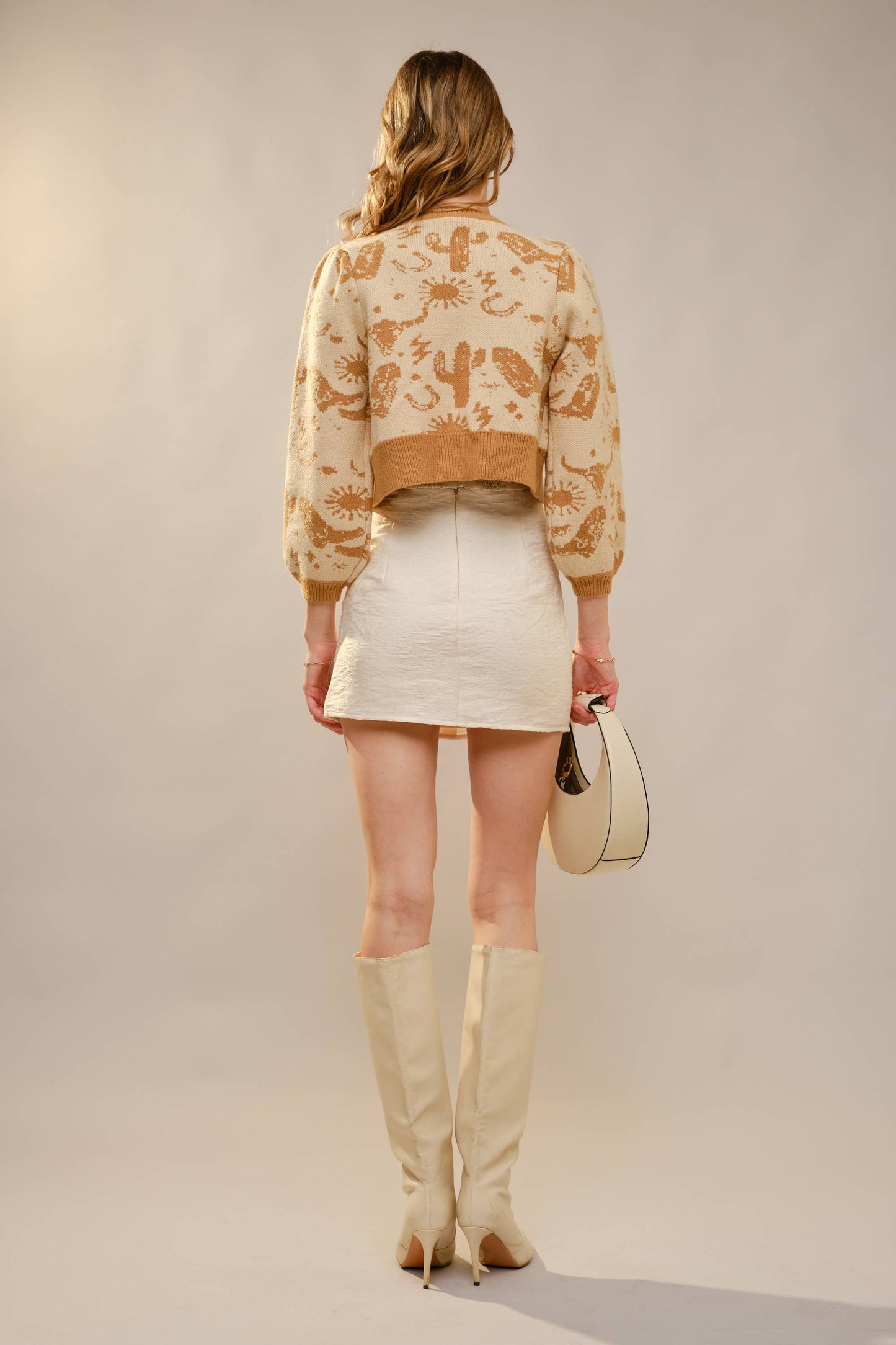 Western Motif Tie Front Cardigan