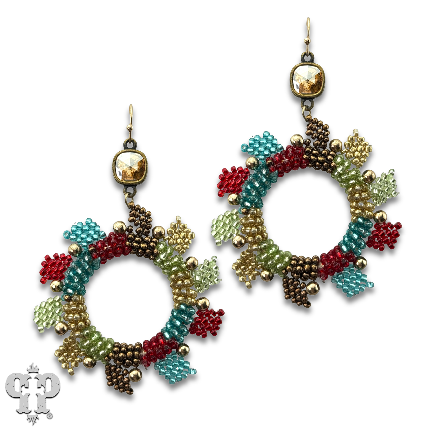 Colorful beaded wreath earring
