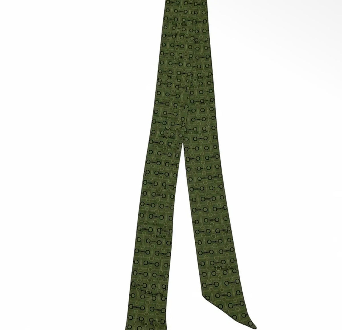 Olive Green Equestrian Bit Silk Twilly