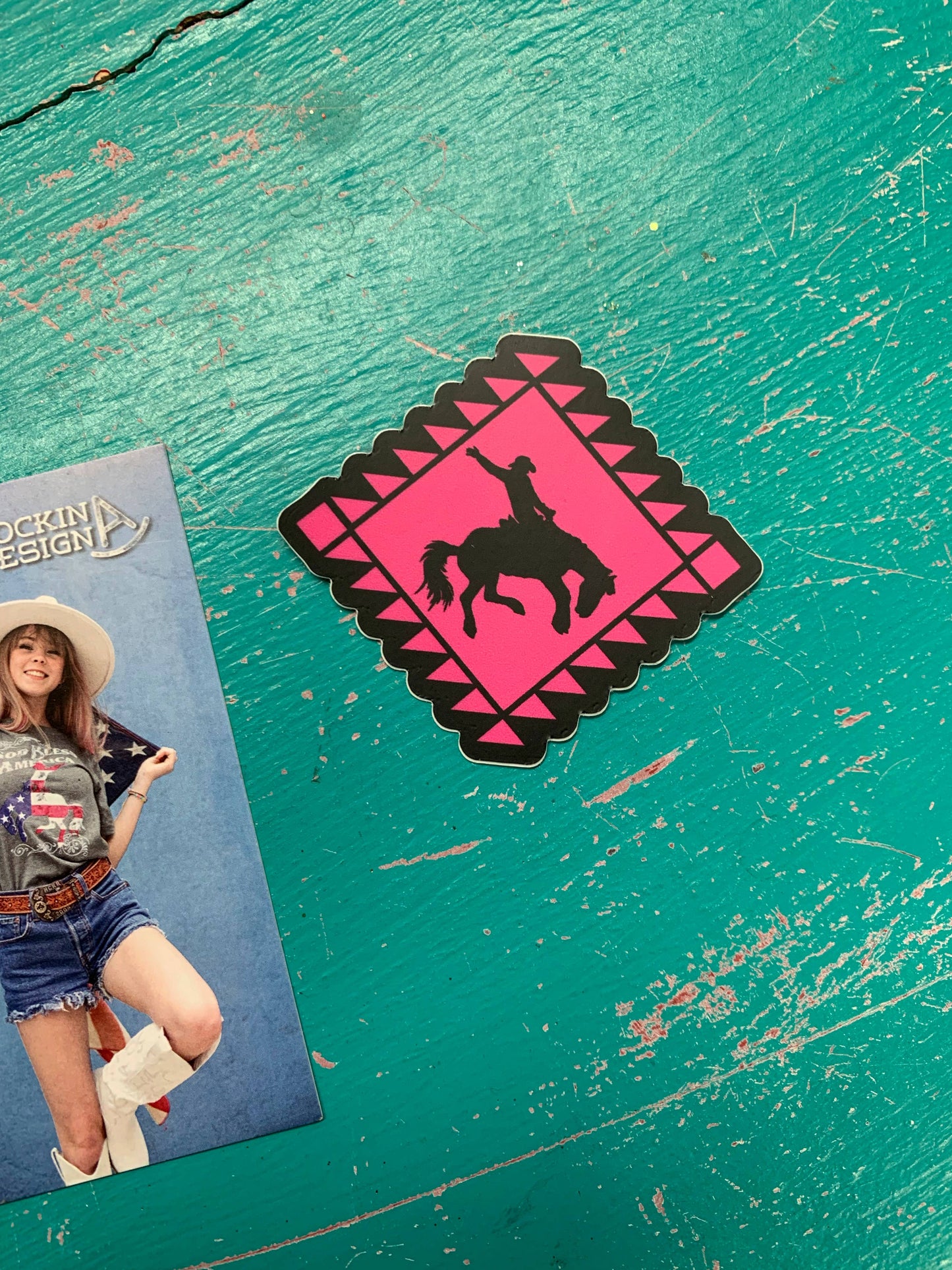 Hot Pink Aztec Bronc sticker
