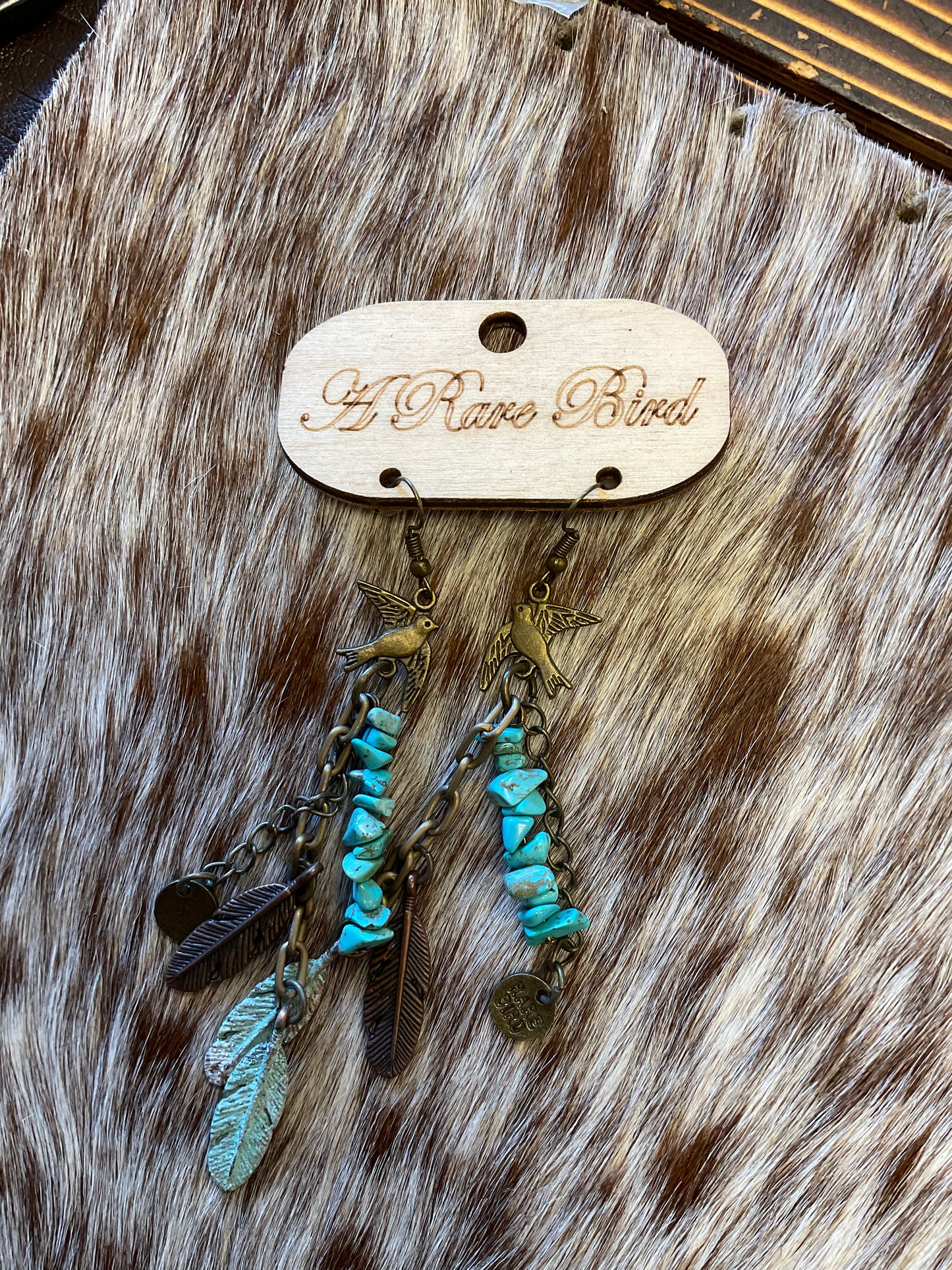 R.B. Turquoise Feather Earrings