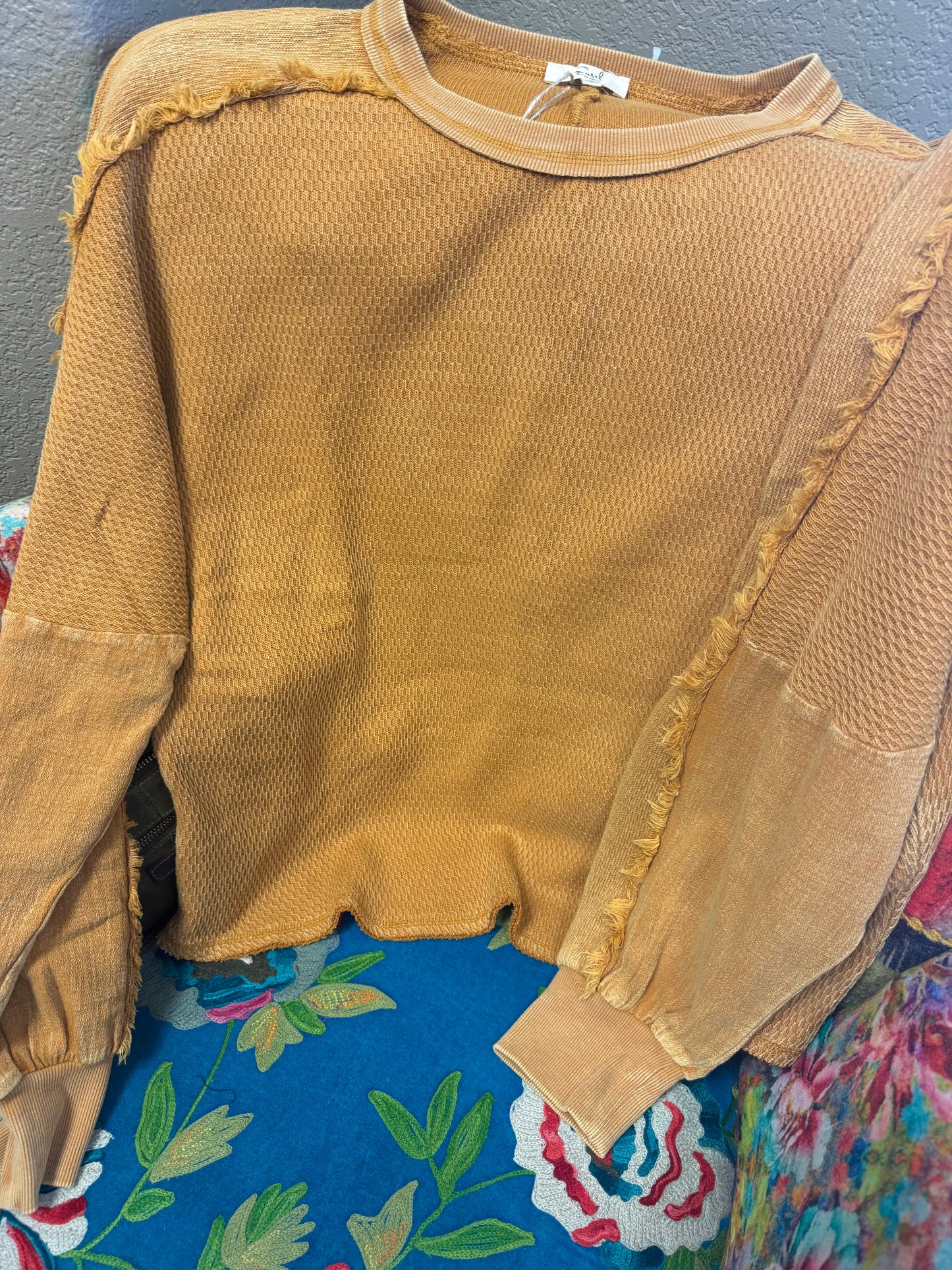 TEXTURED WASHED THERMAL PULLOVER