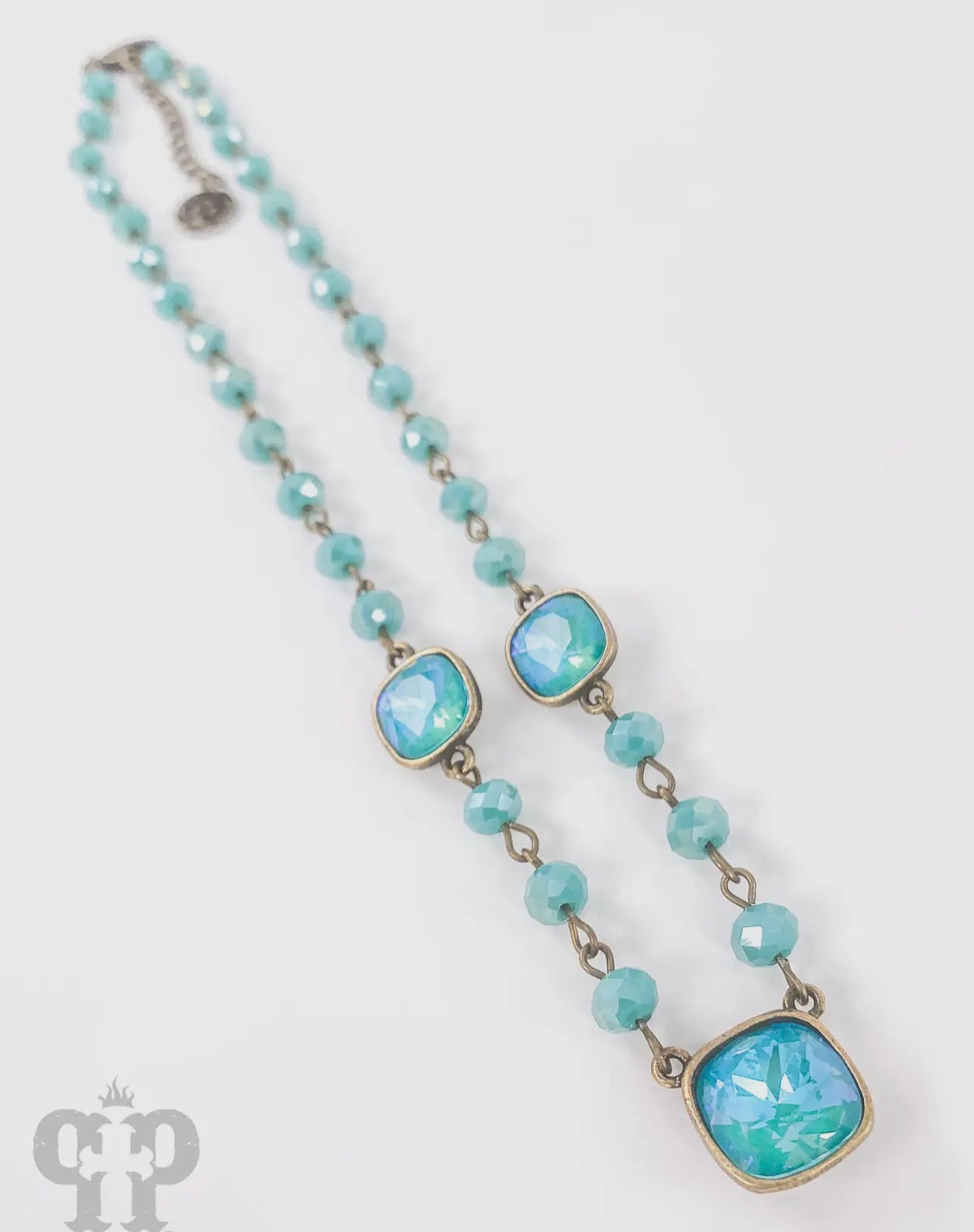 Linked Bead and Bright Austrian
Crystal Necklace