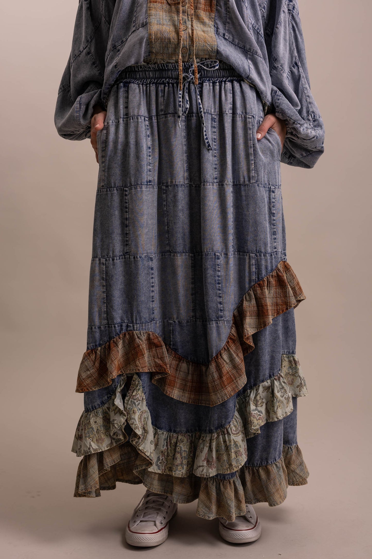 Denim Tiered Ruffle Skirt OR Top