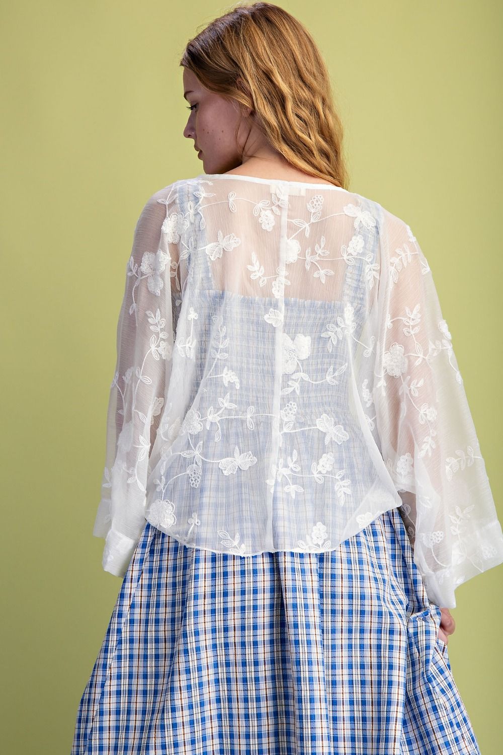 EMBROIDERY CREPE CHIFFON KIMONO