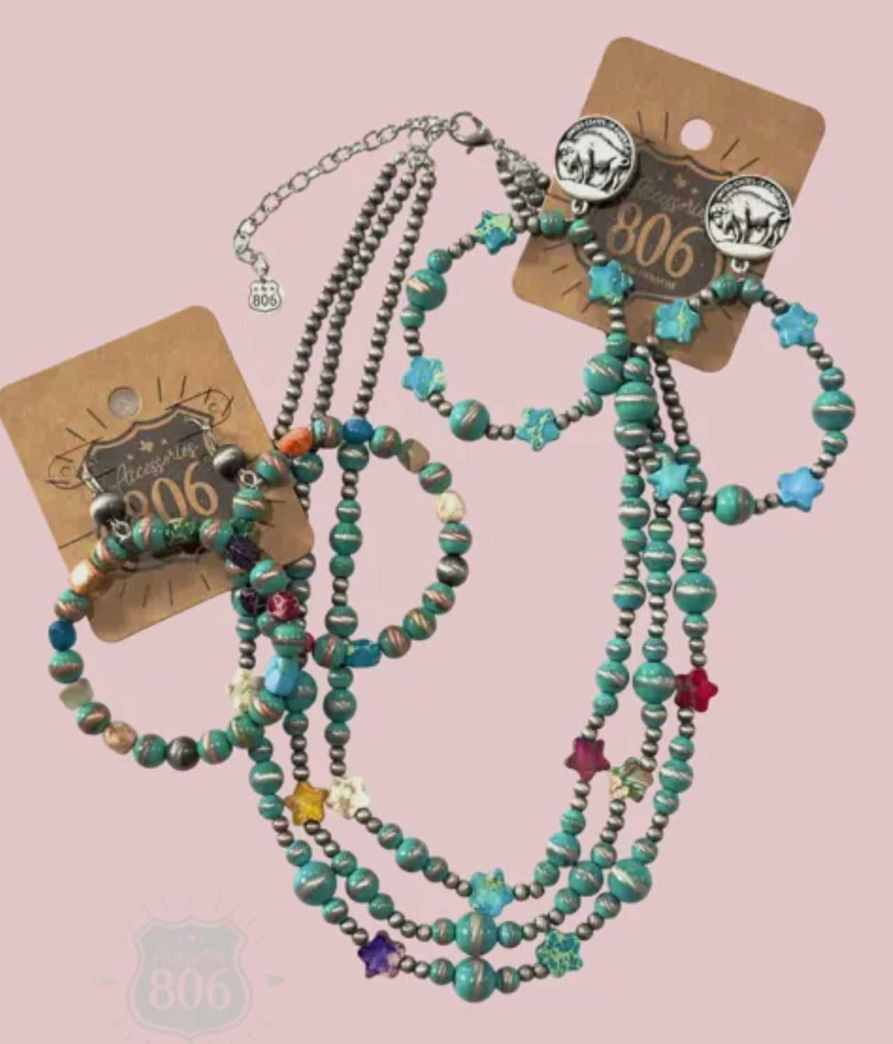 Burnished Turquoise Bead Necklace