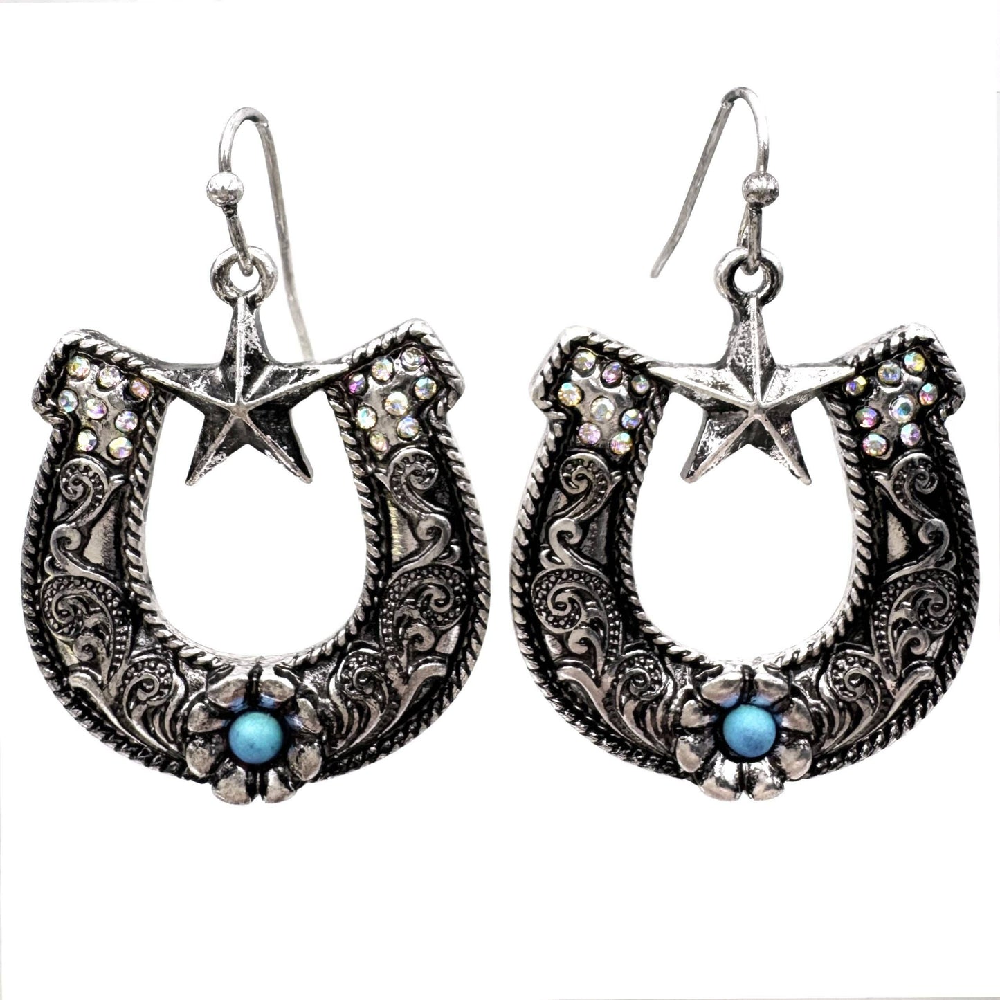 Horseshoe Star Western Earrings