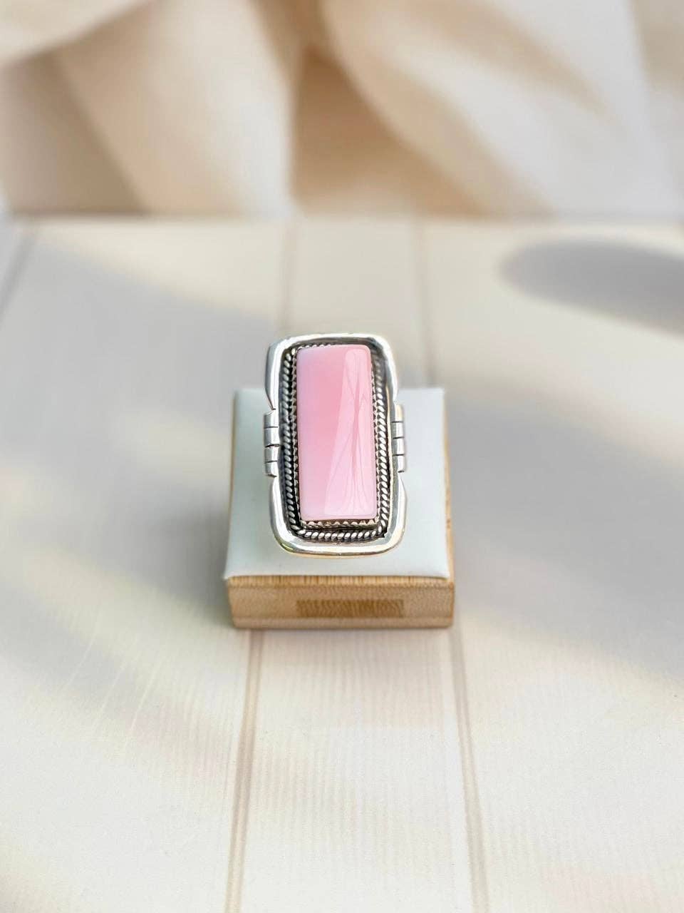 Pink Conch Bar Slab Rings