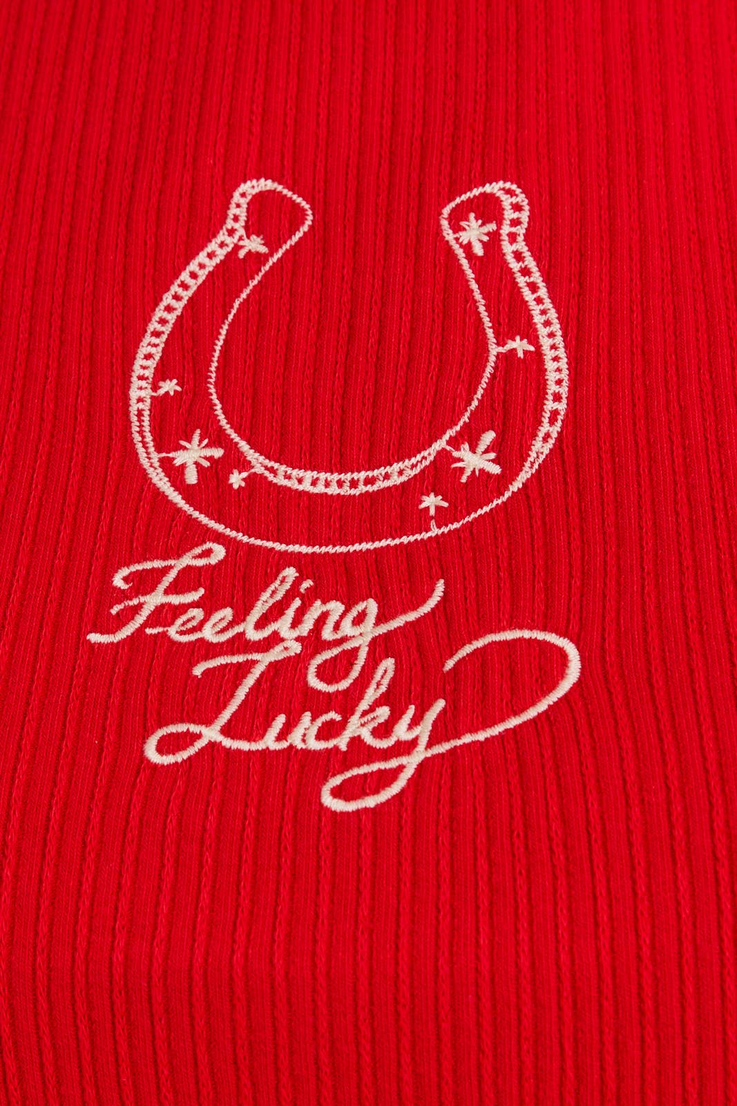 EMBROIDERY DETAIL RIB TANK TOP