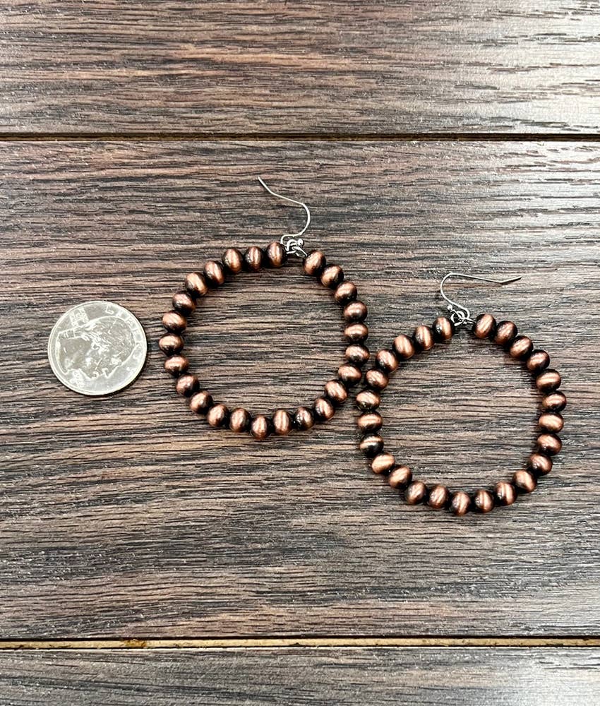 Bedford Copper Navajo Bead Hoop Earrings