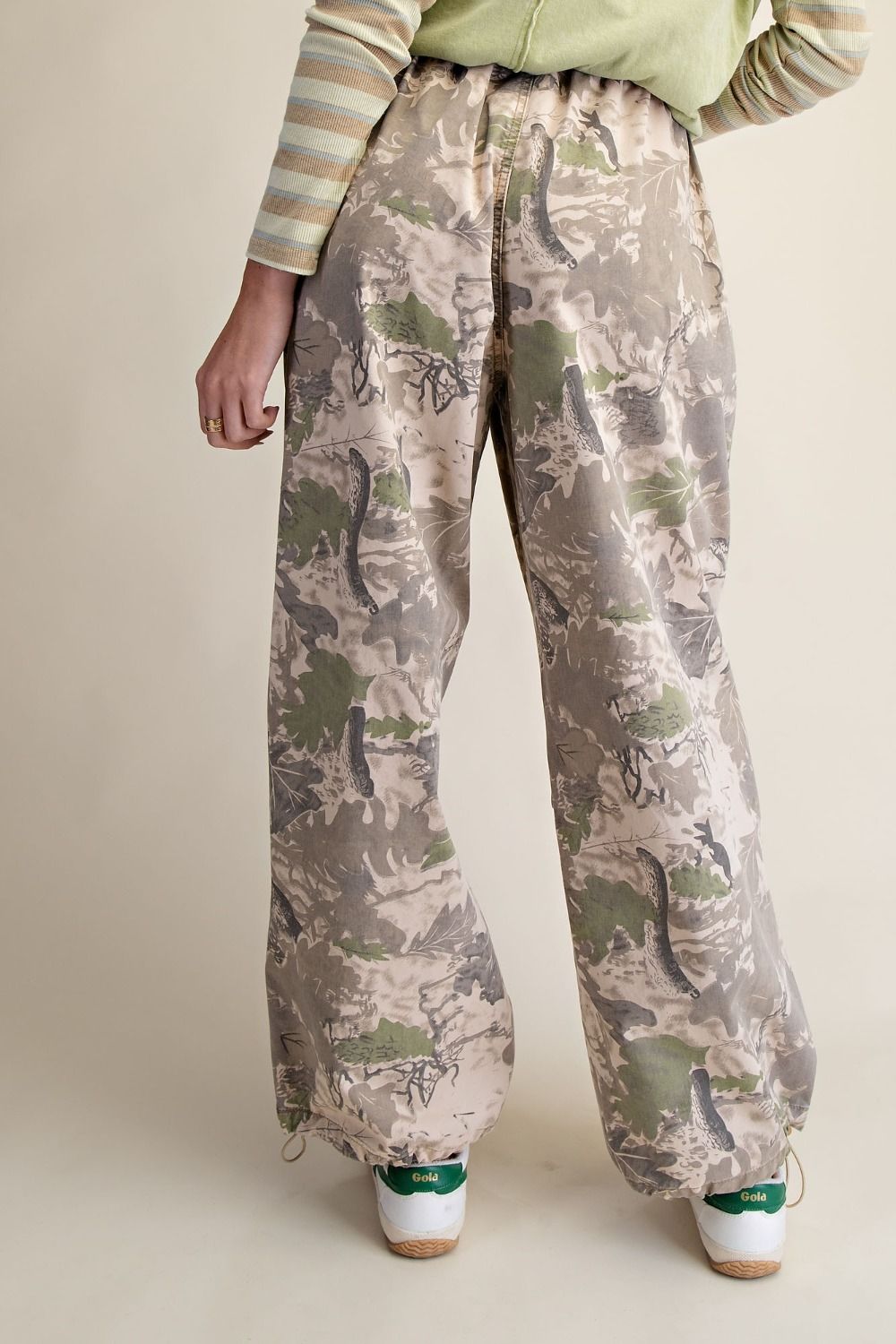 CAMOUFLAGE PRINTED MINERAL WASHED TWILL PANTS