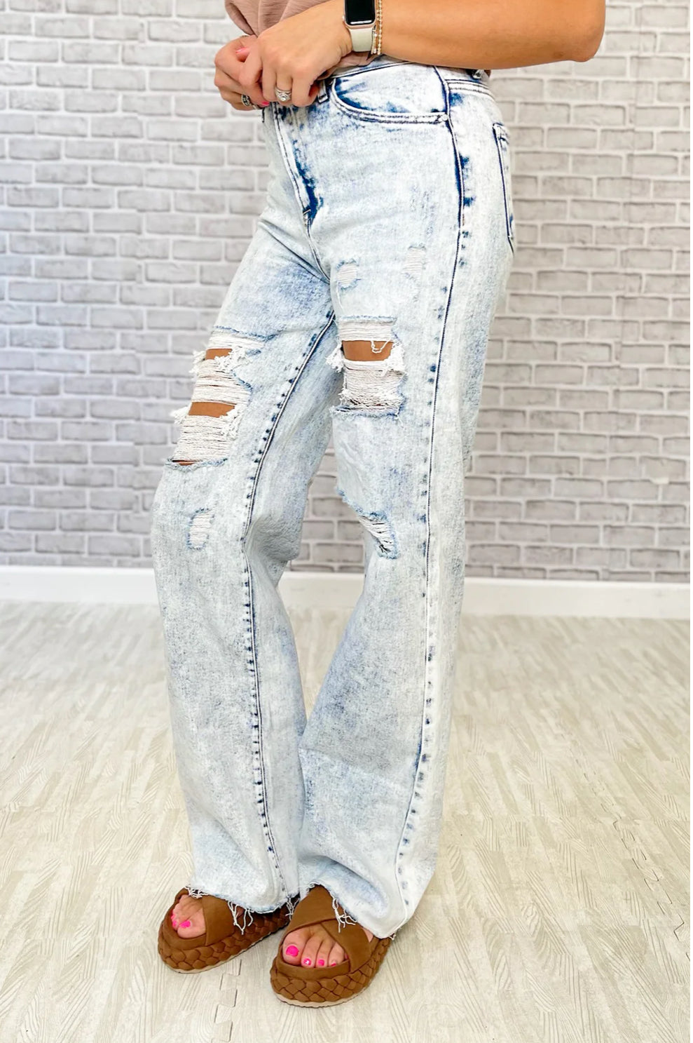 Risen Acid Light High Rise Long Inseam