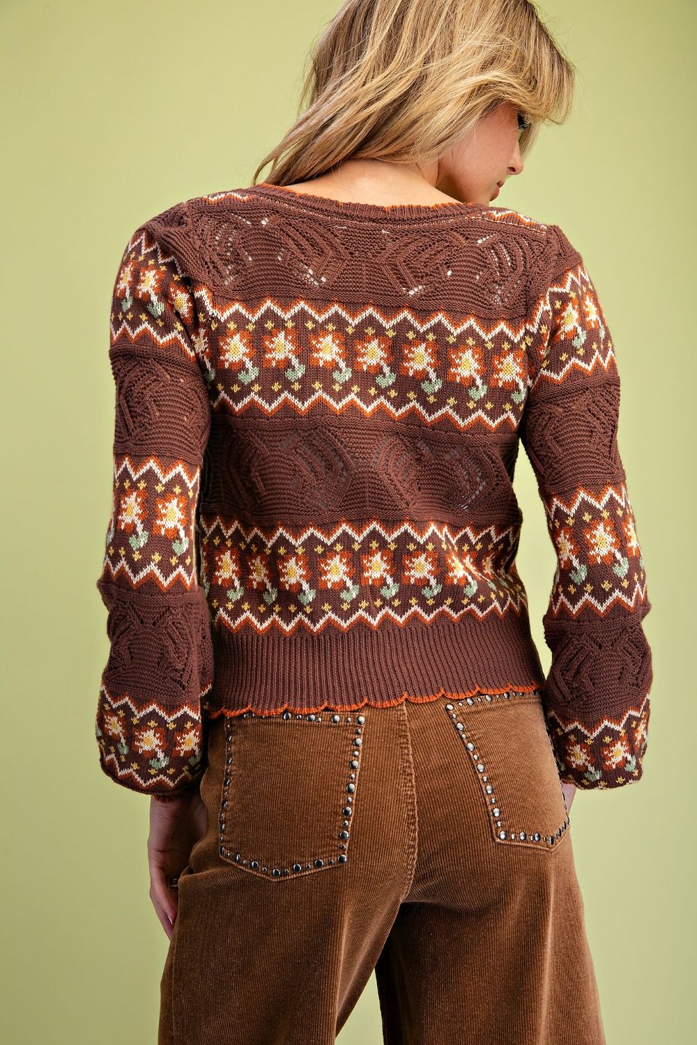 MULTI COLOR THREAD KNIT OPEN SWEATER