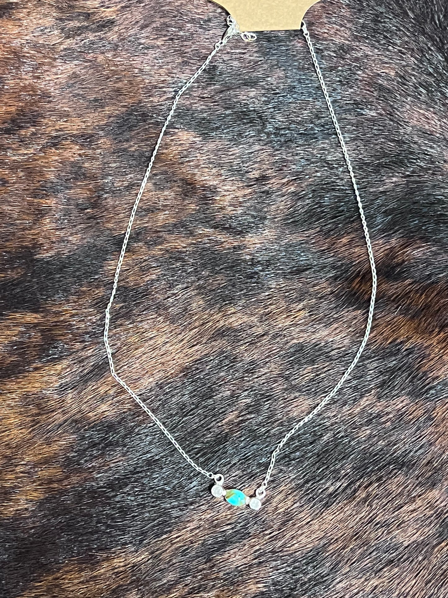 Turquoise Oval Double CZ Necklace