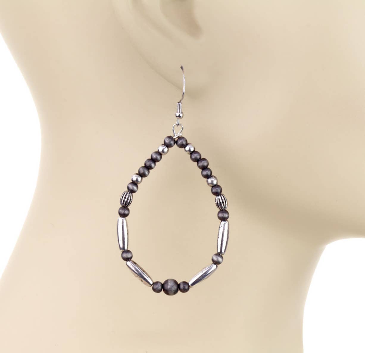 Navajo Style Pearl Round / Teardrop Dangle Earrings