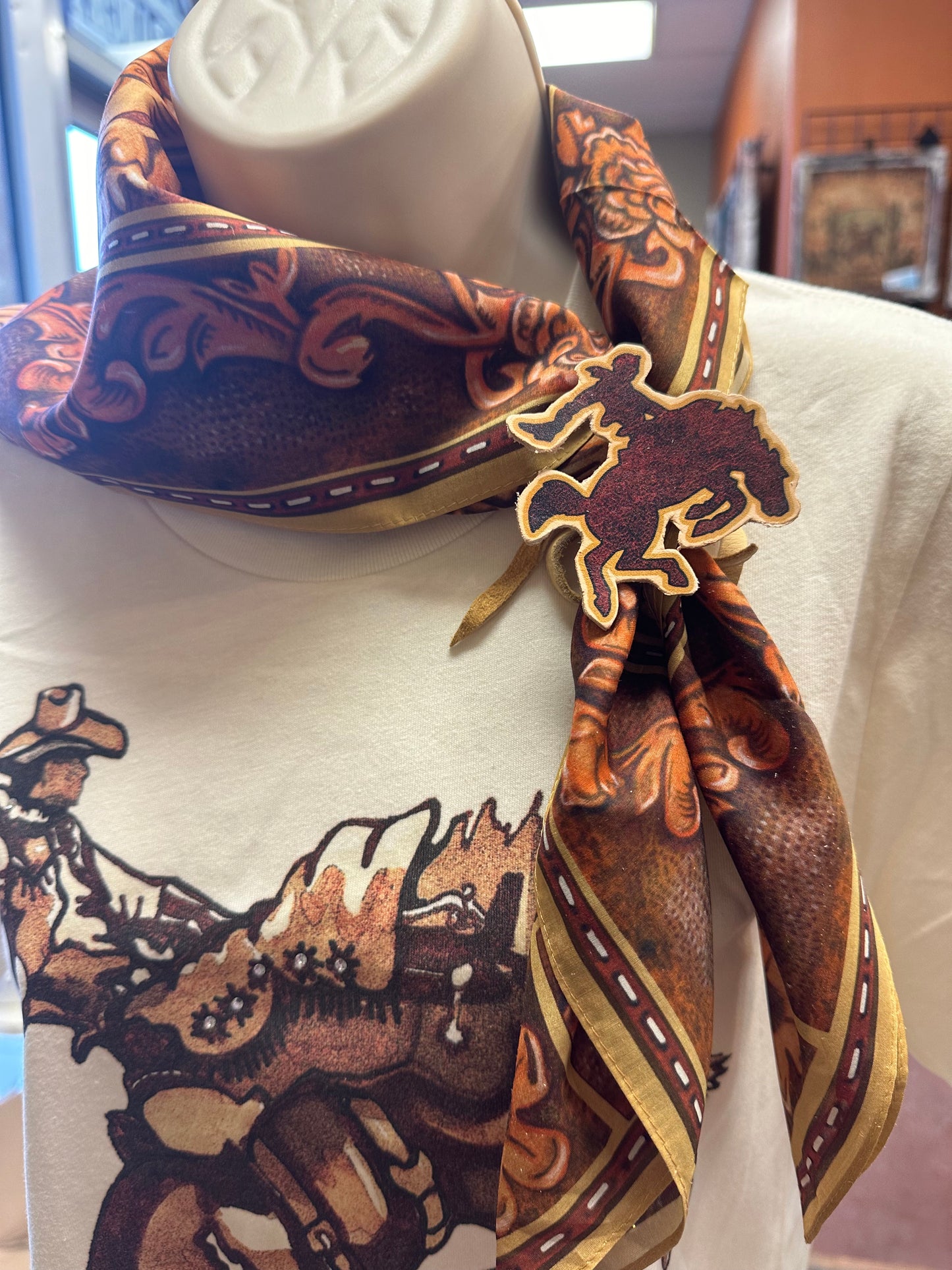 Tooled Leather - Short Scarf