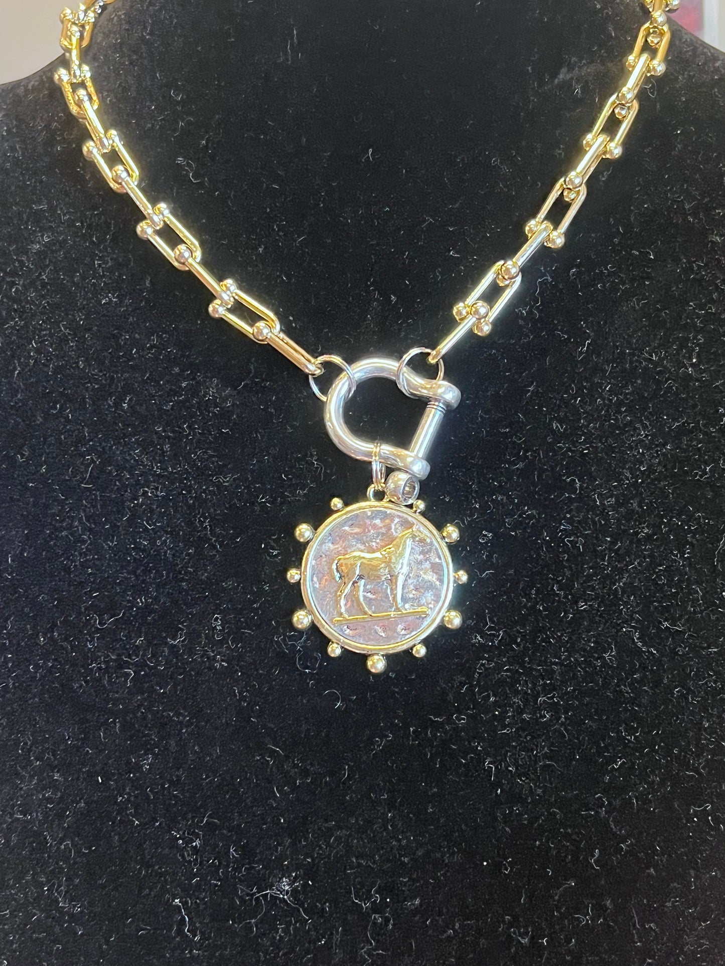 Horse Coin Pendant - Anchor Chain