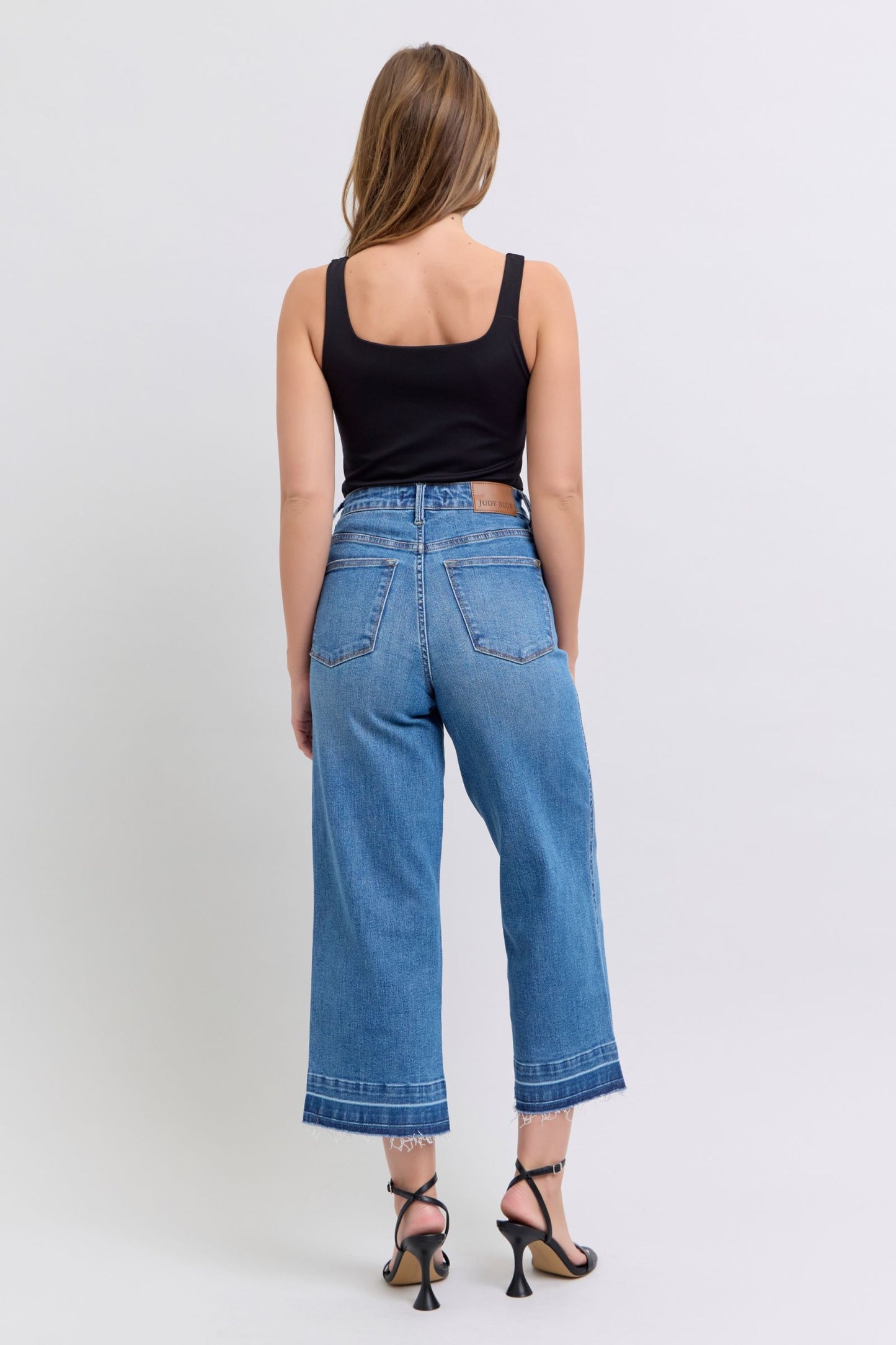 Judy Blue Tummy Control Release Hem Crop Wide