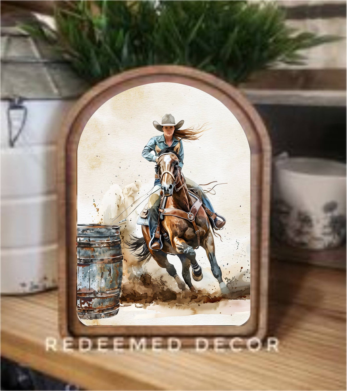 Arch Top Barrel Racer Framed Art