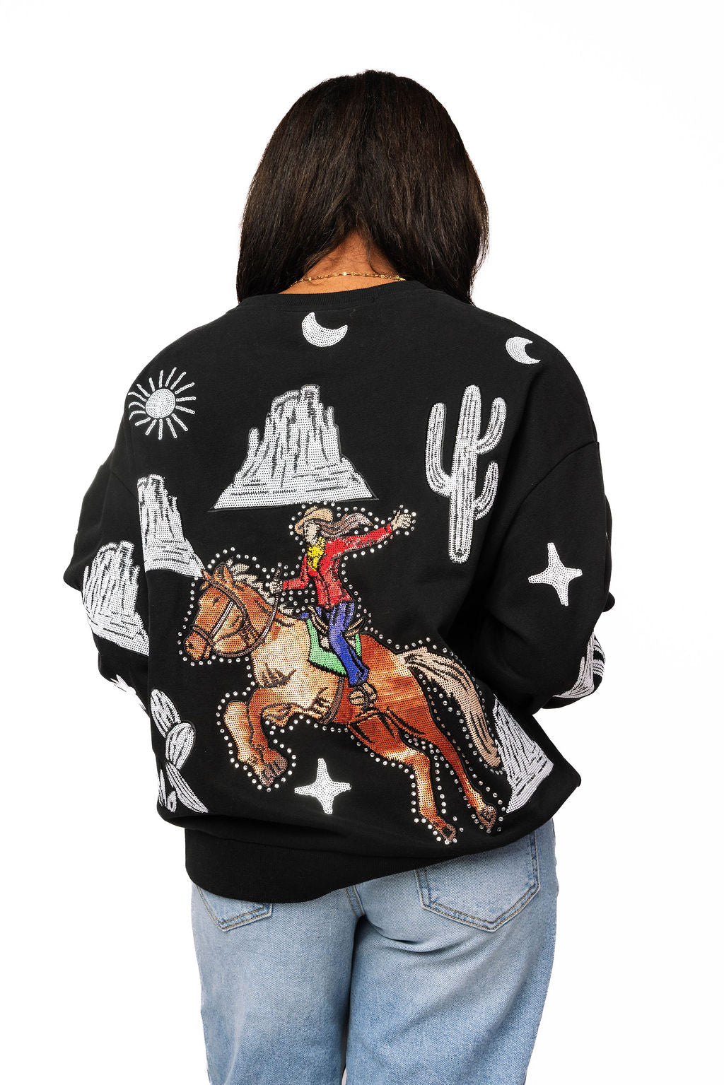 Queen Of Sparkles Black & White Multi
Bucking Cowgirl Sweatshirt
